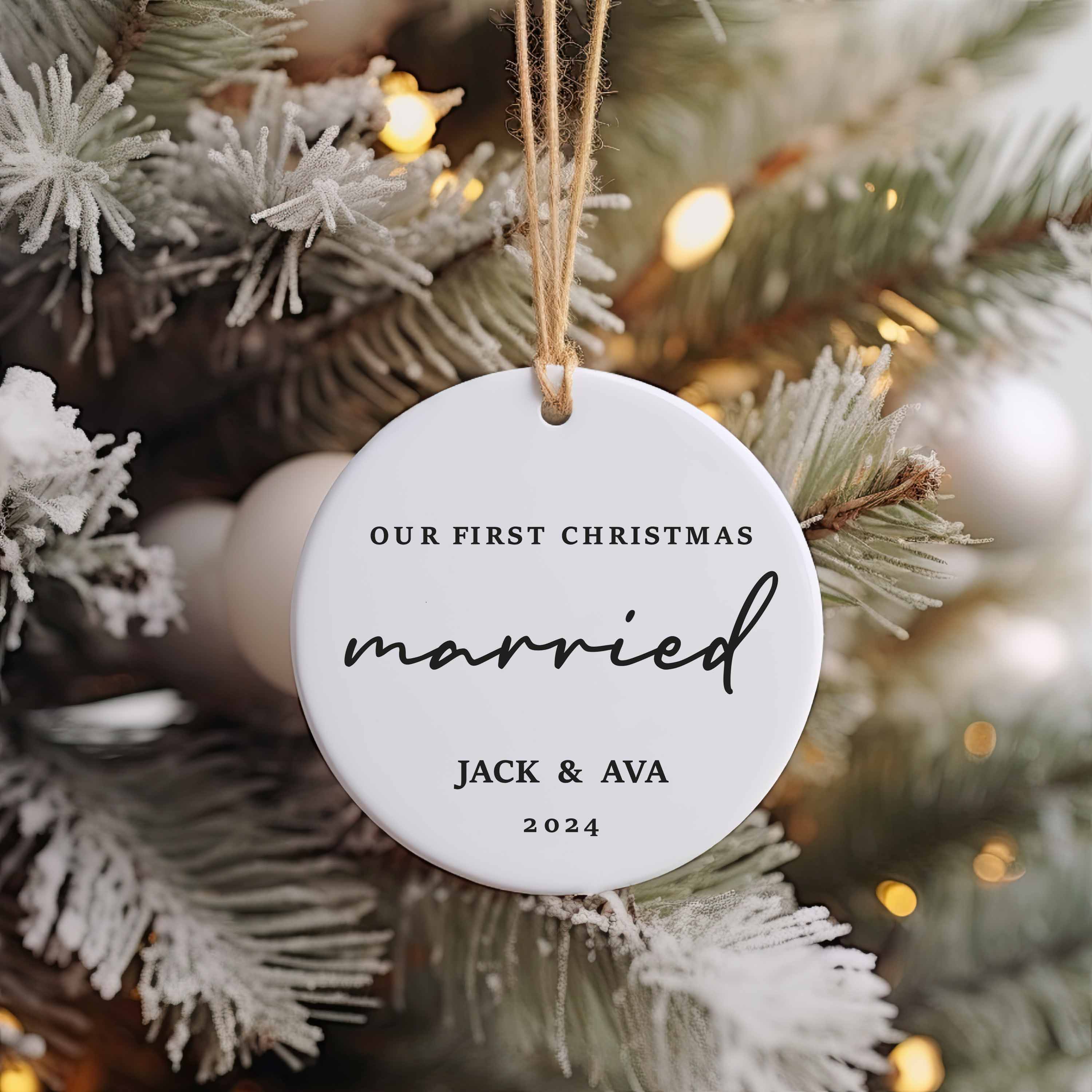 First Christmas Married Ornament - Mr and Mrs Tree Christmas Ornament - Our First Christmas Married as Mr and Mrs Ornament - Personalized