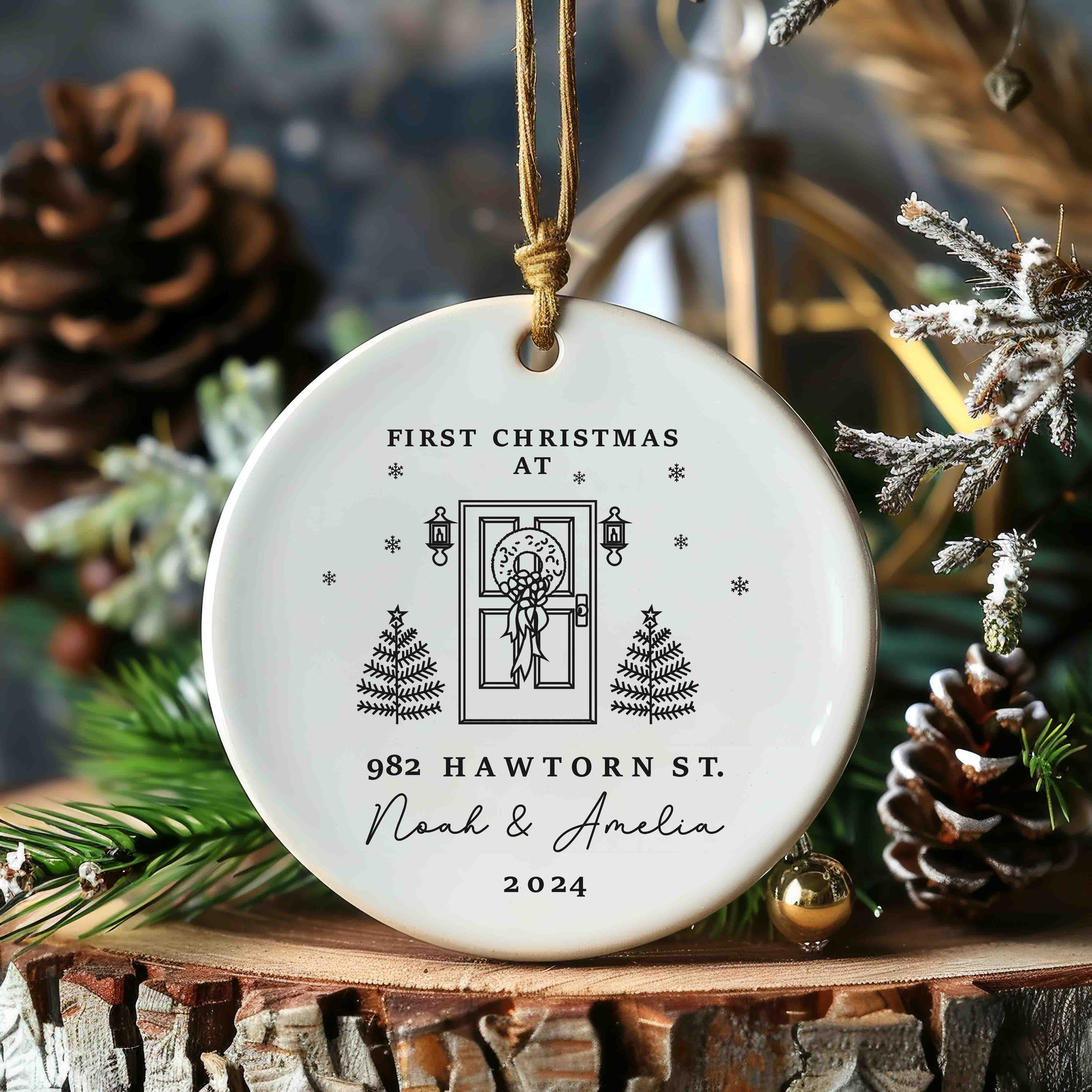 New Home Ornament - Personalized New Home Keepsake - First Christmas At Address Ornament 2025