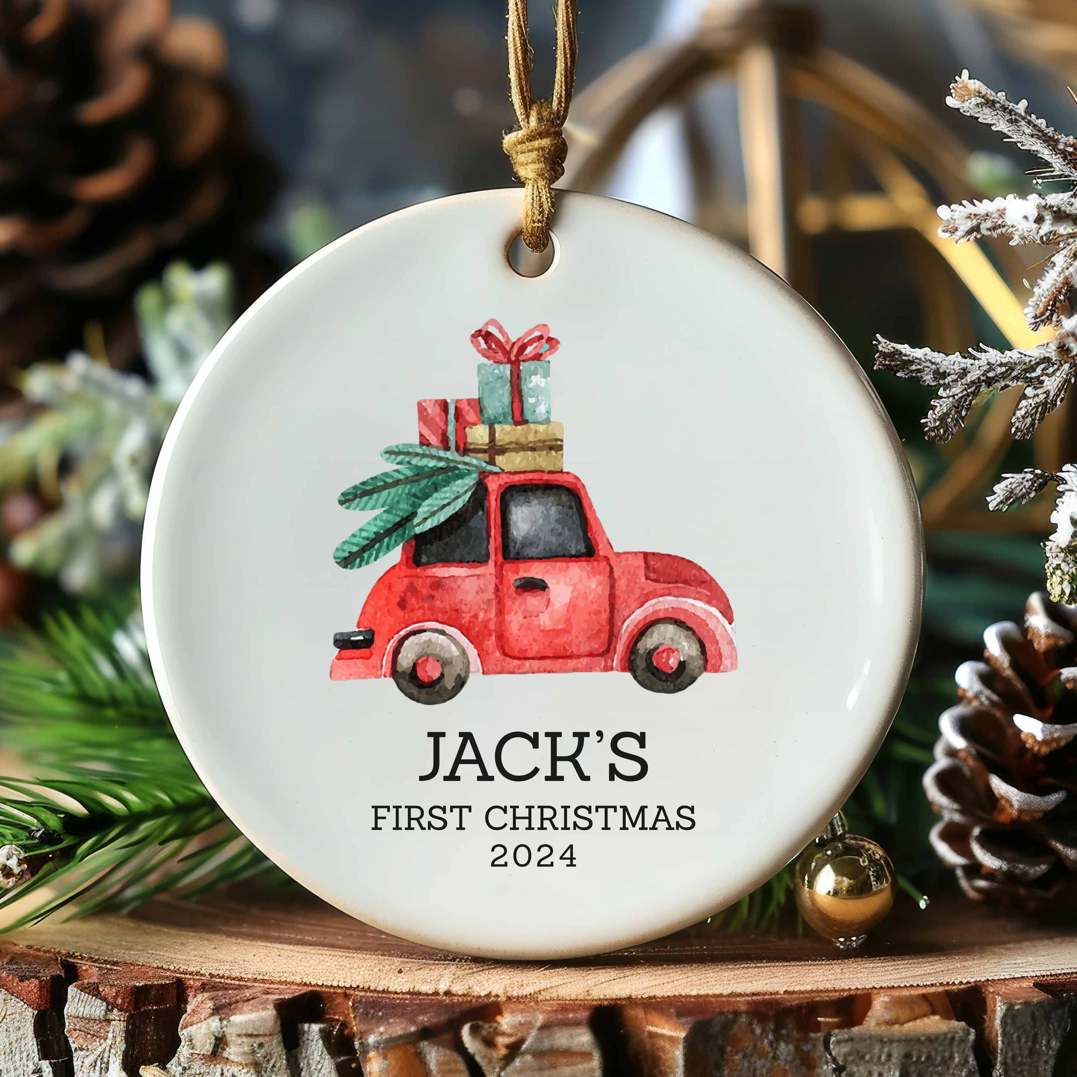 Boys Ornament - Personalized Car Christmas Ornament - Custom Boys Gift