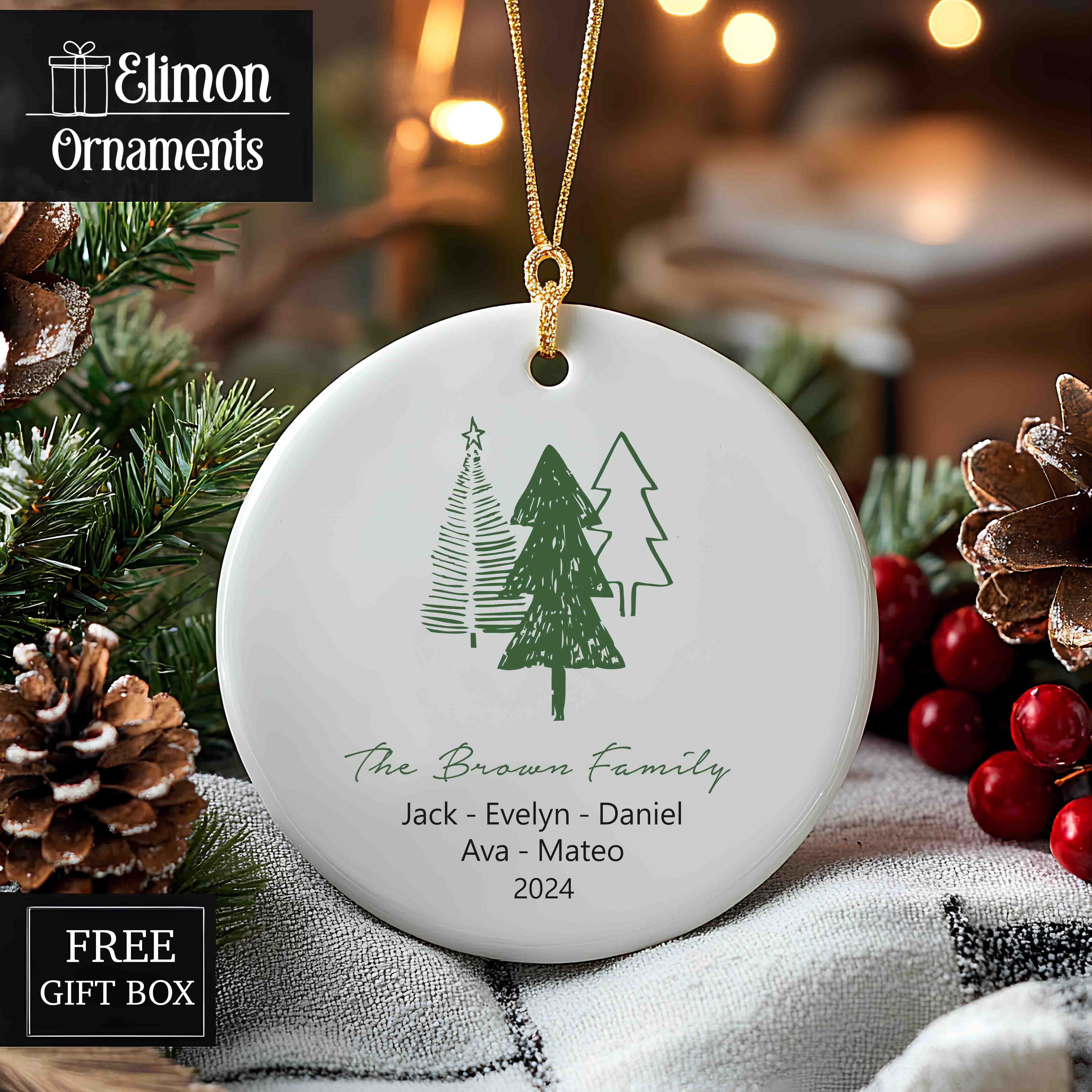Family of Four Christmas Ornament - New Baby 2025 - Personalized Family Keepsake (Kopya)