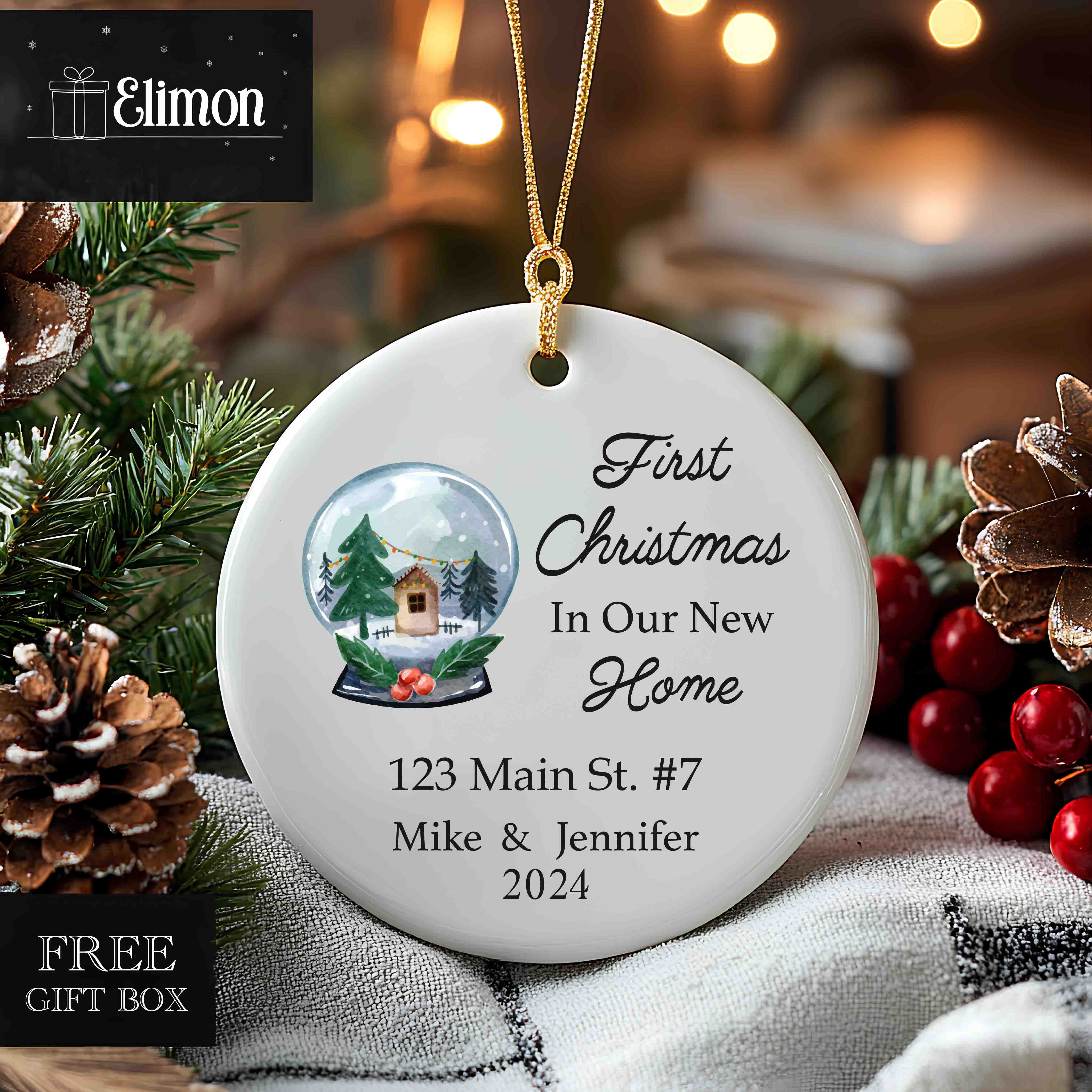 New House Ornament Personalized - First Home Christmas Ornament - New House Ornament - Realtor Closing Gift