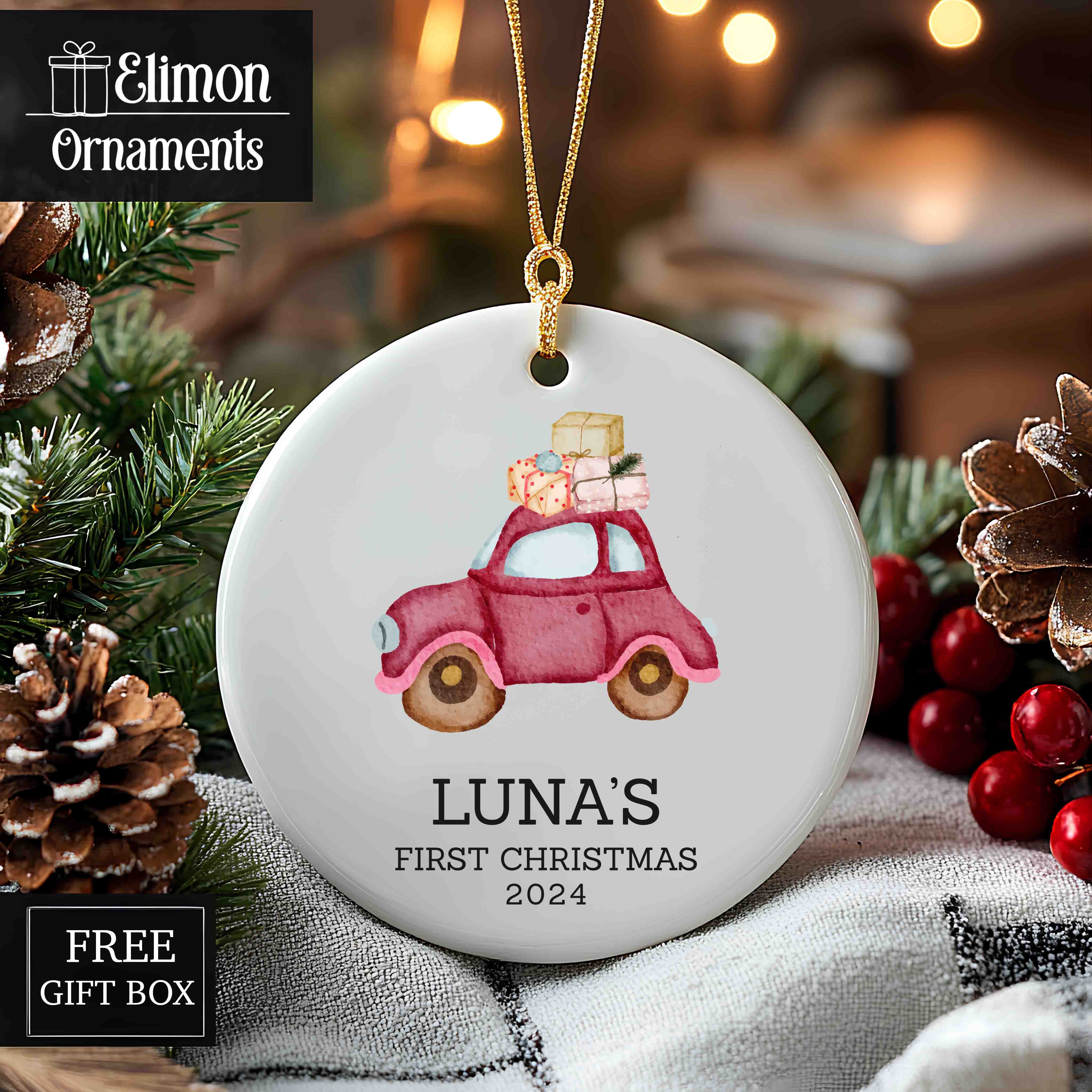 Girls Christmas Ornament - Personalized Christmas Ornament - Custom Kids Ornament