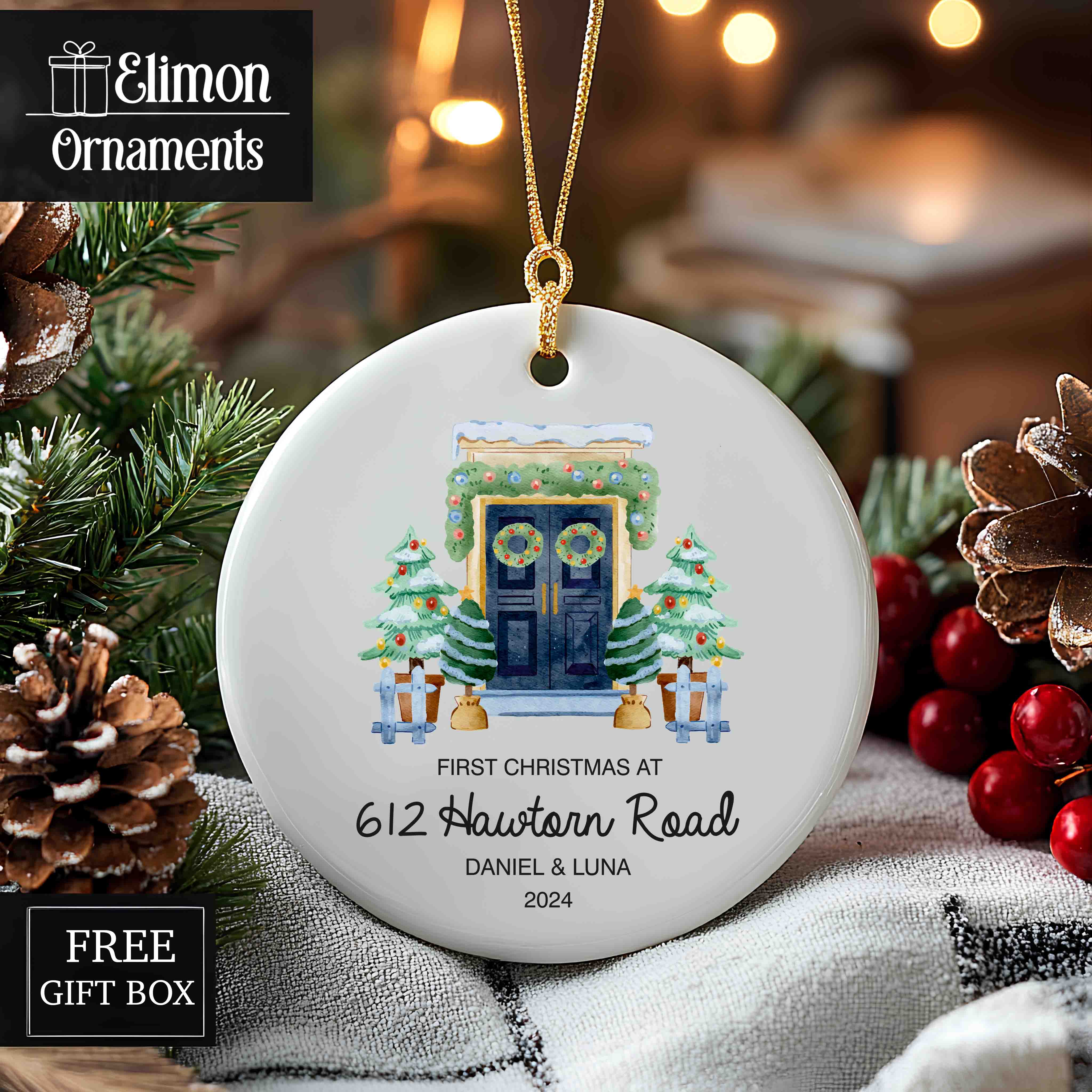 Personalized New Home Ornament - New Home Christmas Ornament - First Christmas At Address Ornament 2025 - Realtor Closing Gift