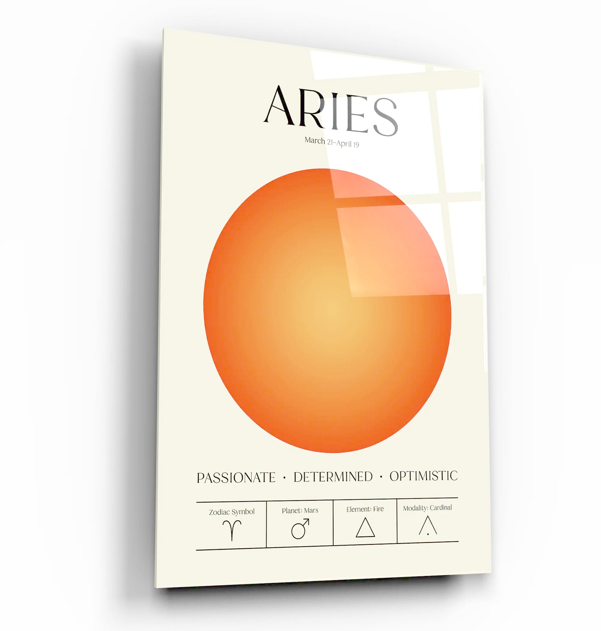 "Aries Aura Energy" Glass Wall Art, Retro Zodiac