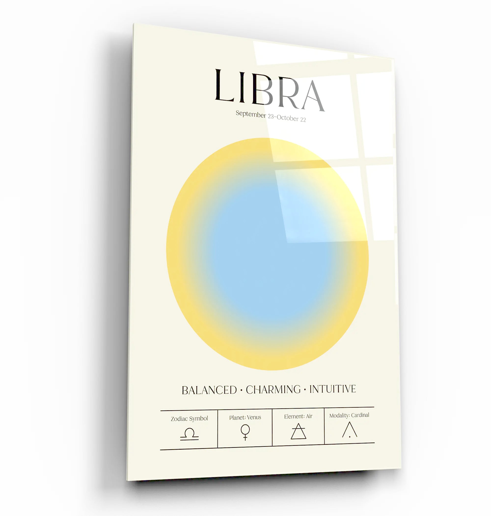 "Libra Aura Energy" Glass Wall Art, Retro Zodiac