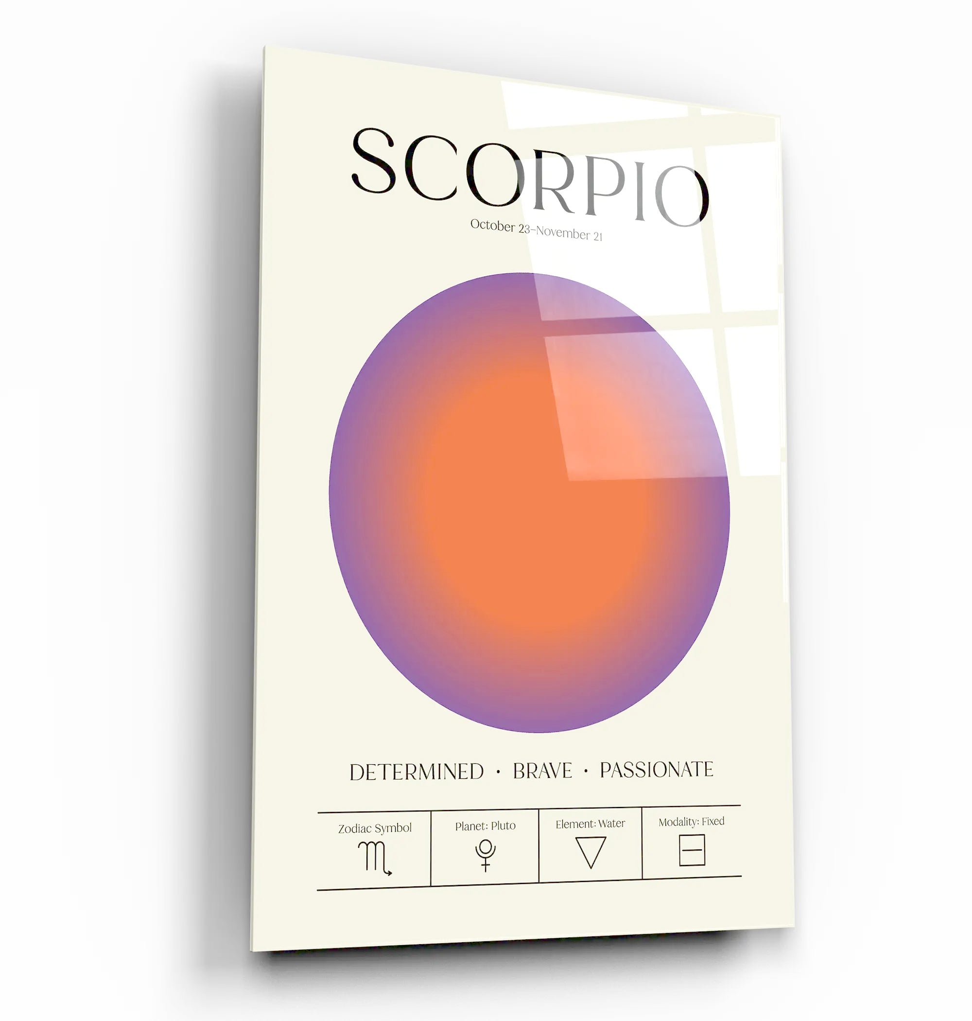 "Scorpio Aura Energy" Glass Wall Art, Retro Zodiac