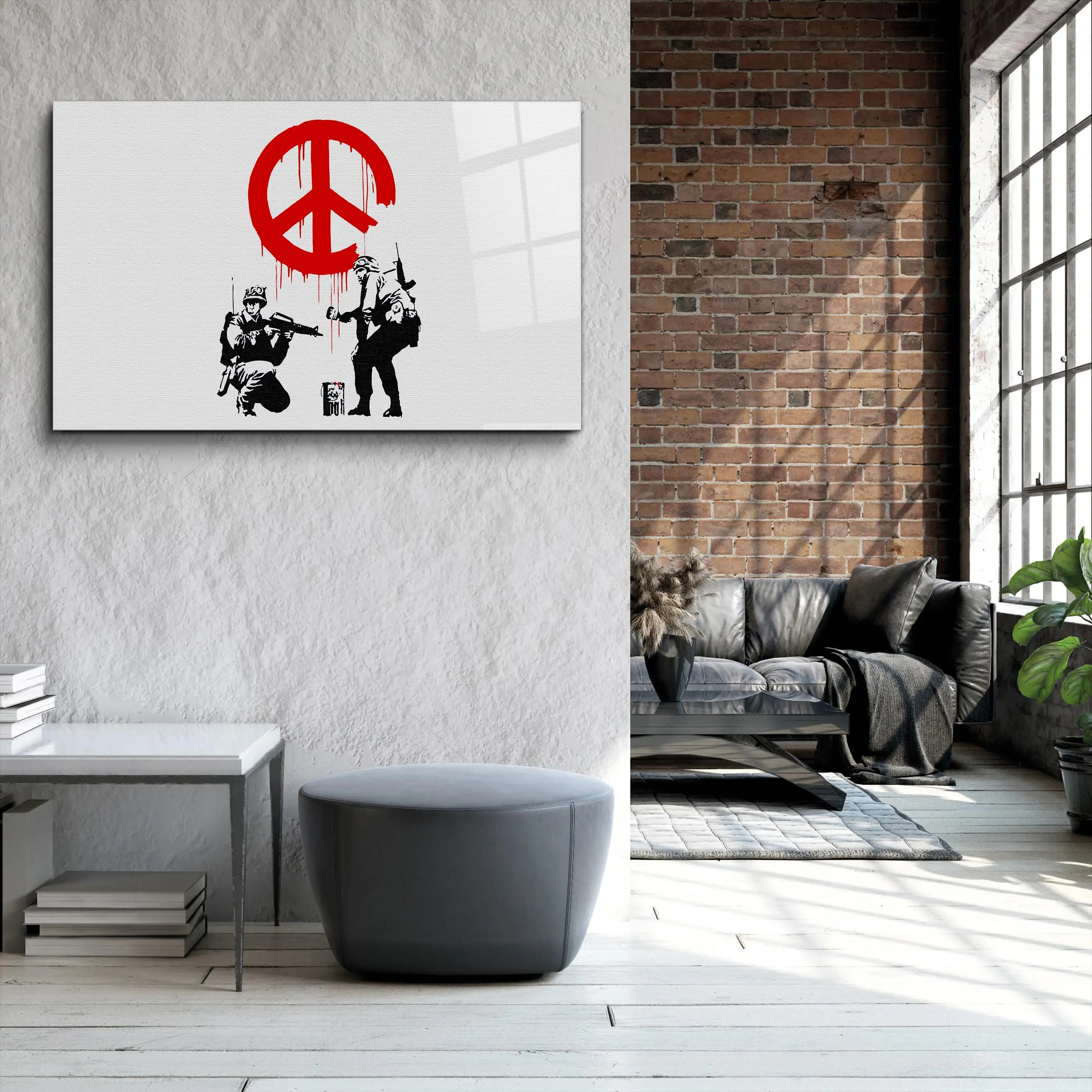 Banksy Anti War Glass Printing Wall Art