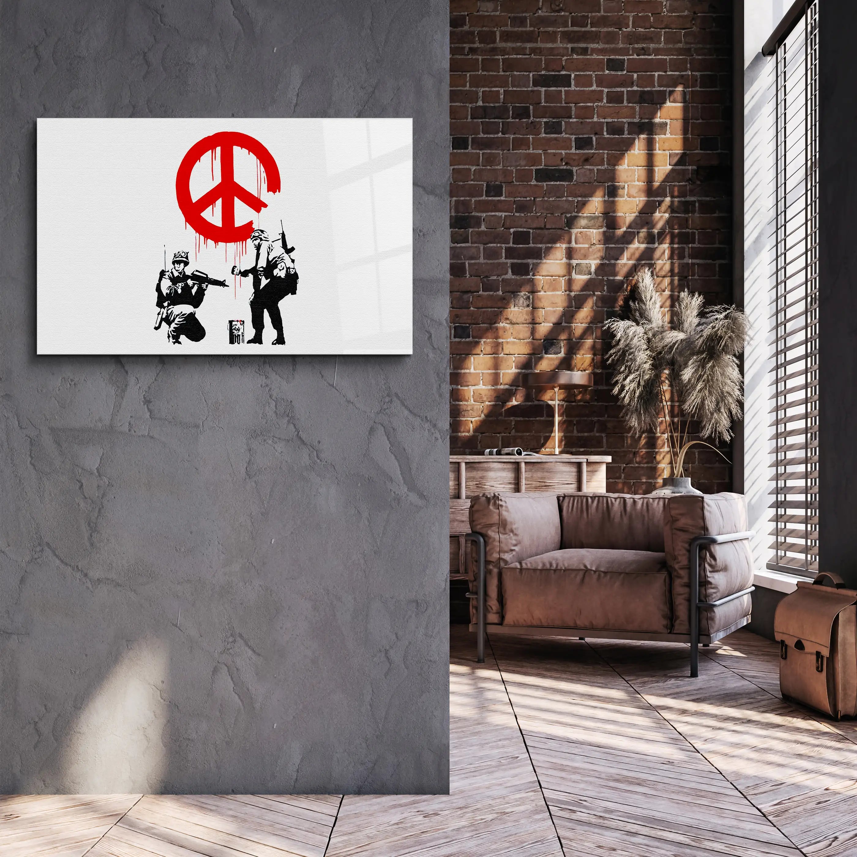 Banksy Anti War Glass Printing Wall Art