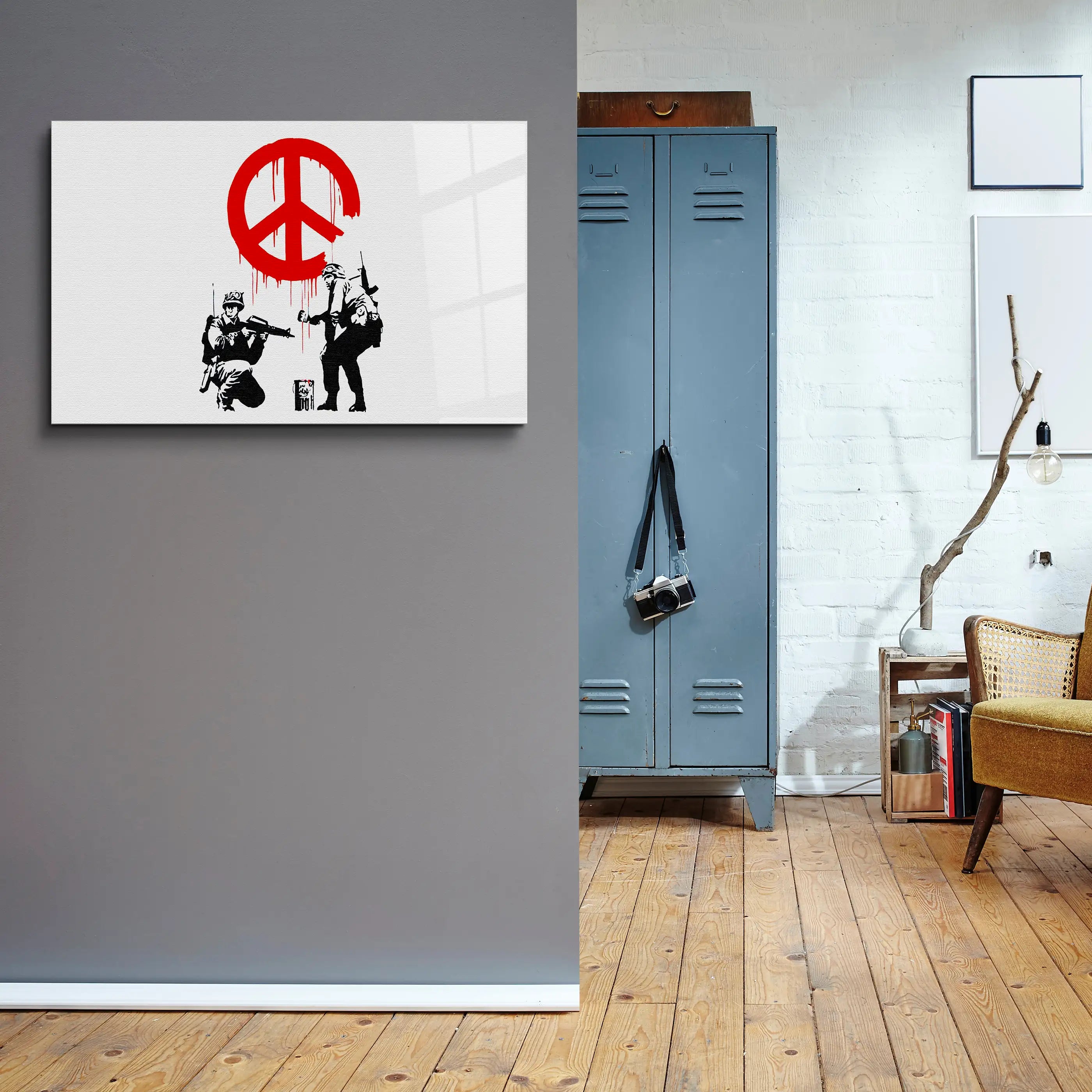 Banksy Anti War Glass Printing Wall Art
