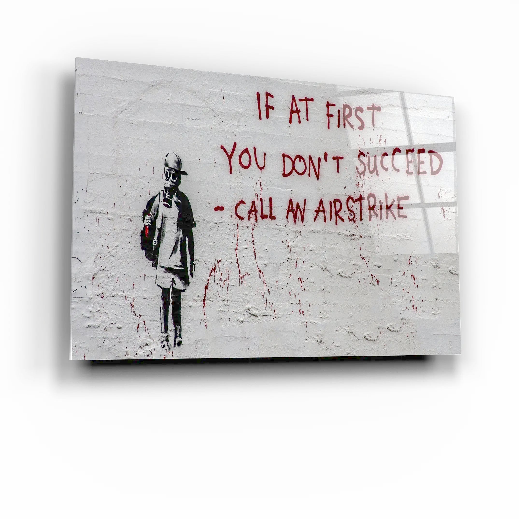 Banksy Call an Airstrike Glass Printing Wall Art