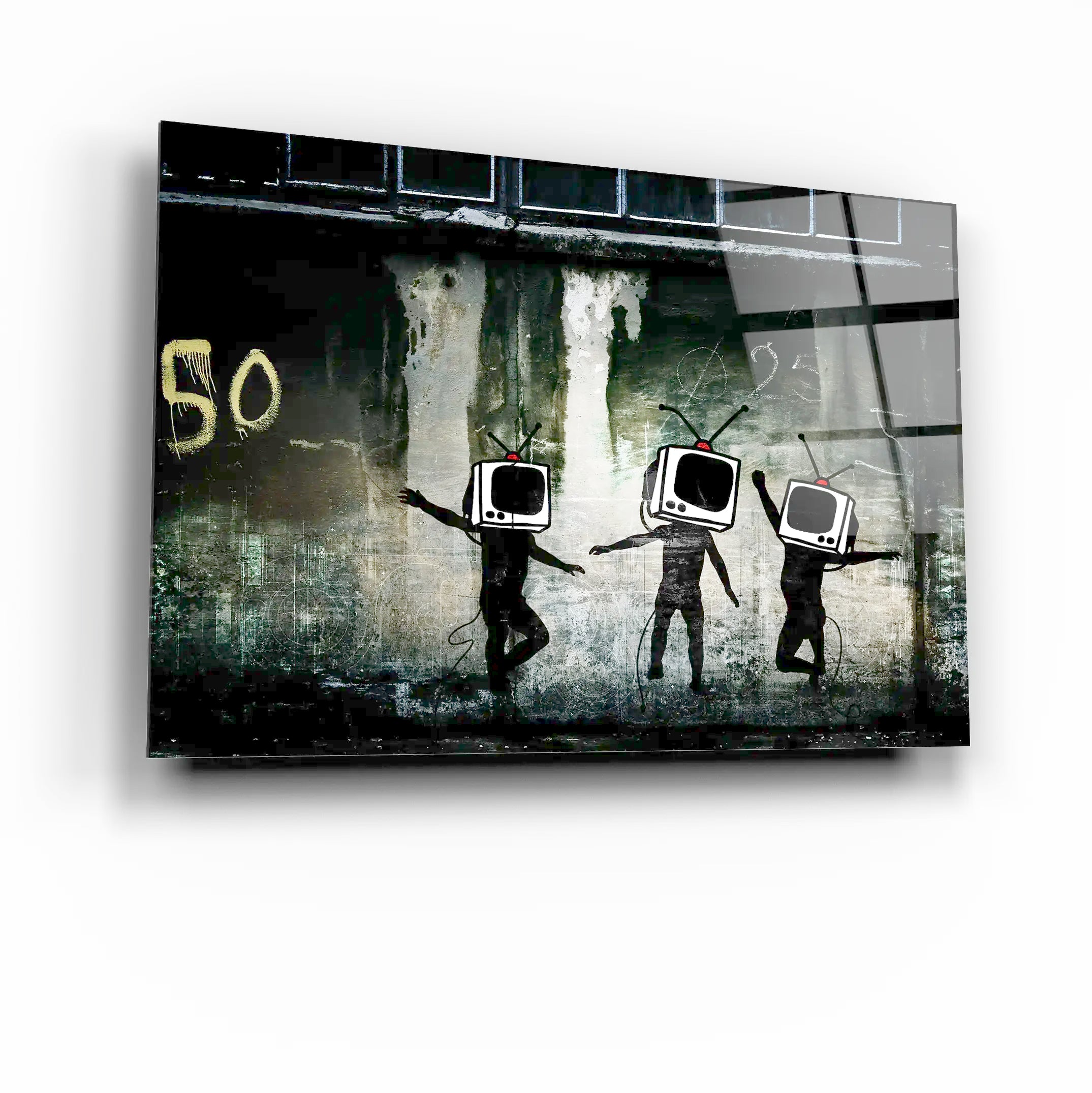 Banksy Dancing TV Glass Printing Wall Art