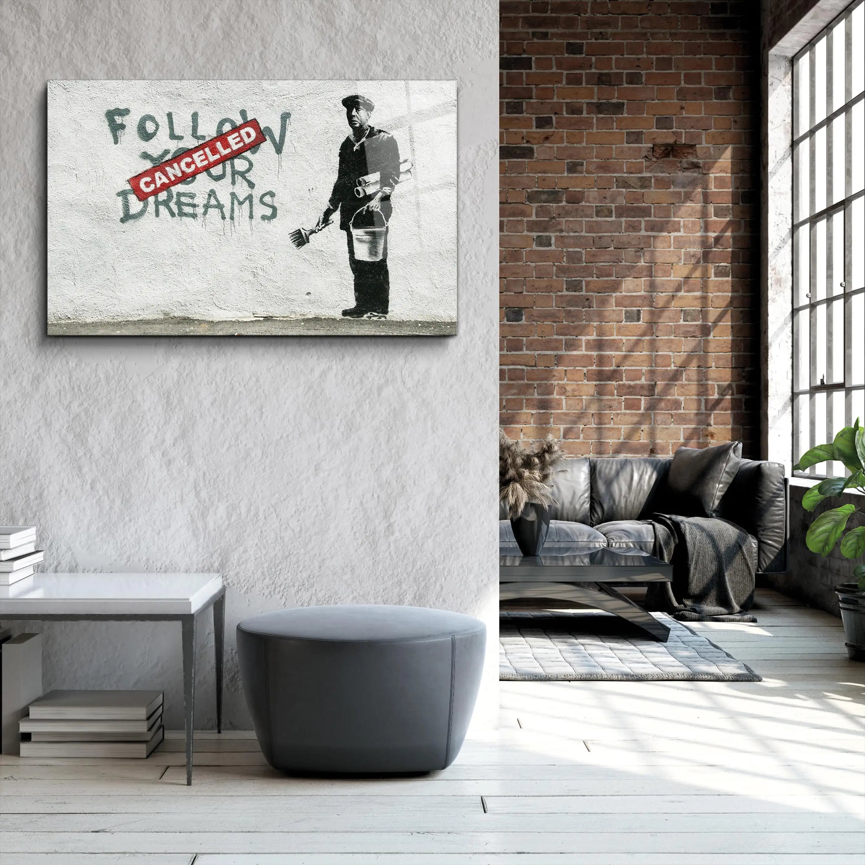 Banksy Follow Your Dreams Cancelled Glass Printing Wall Art
