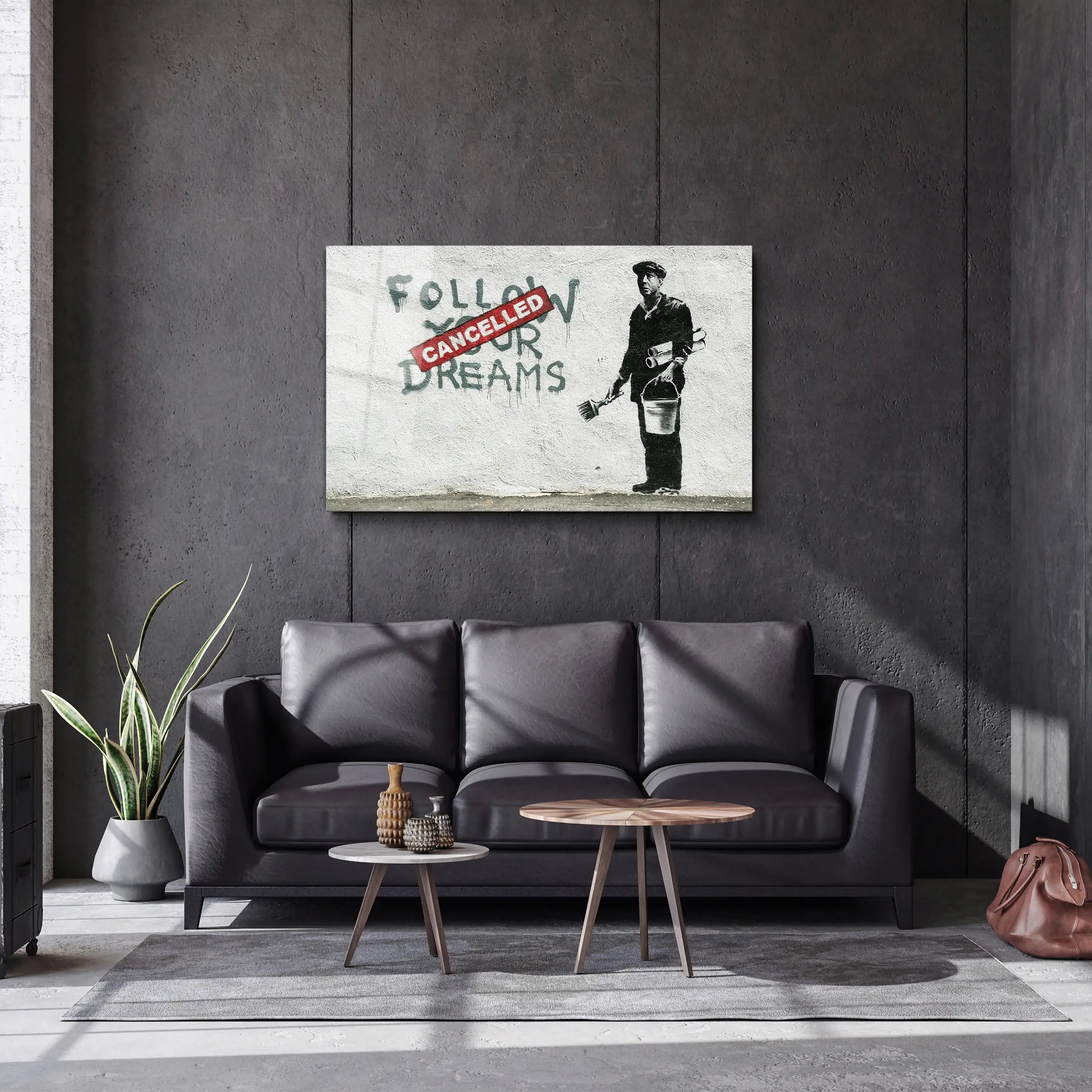 Banksy Follow Your Dreams Cancelled Glass Printing Wall Art