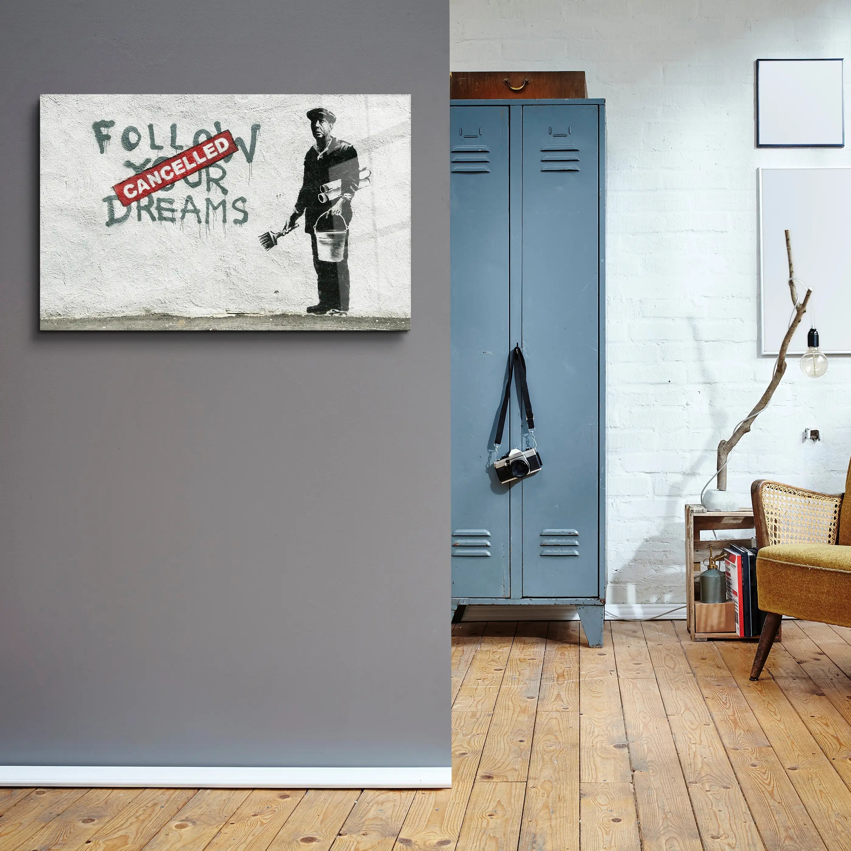 Banksy Follow Your Dreams Cancelled Glass Printing Wall Art