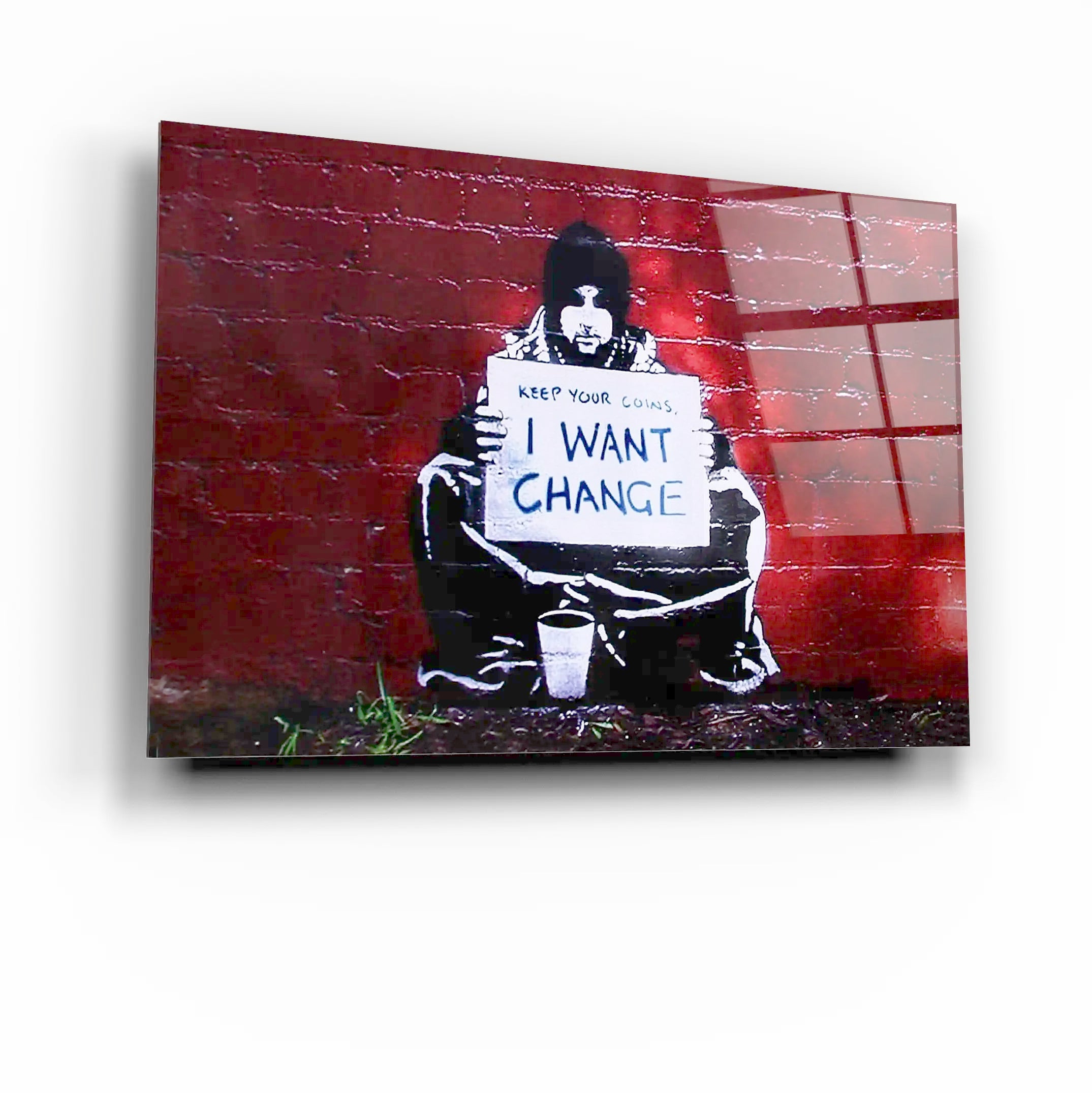 Banksy I want change Glass Printing Wall Art