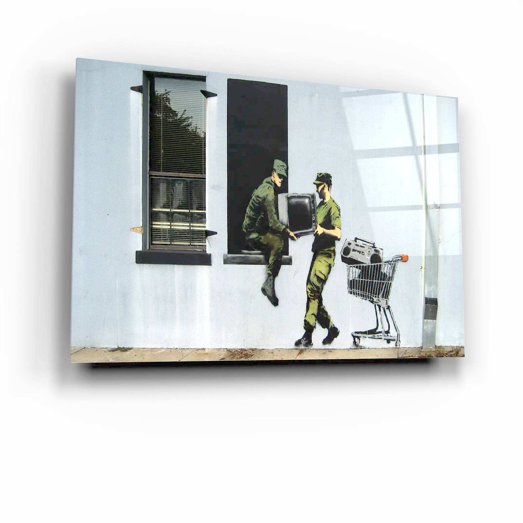 Banksy Looting Soldiers Glass Wall Art