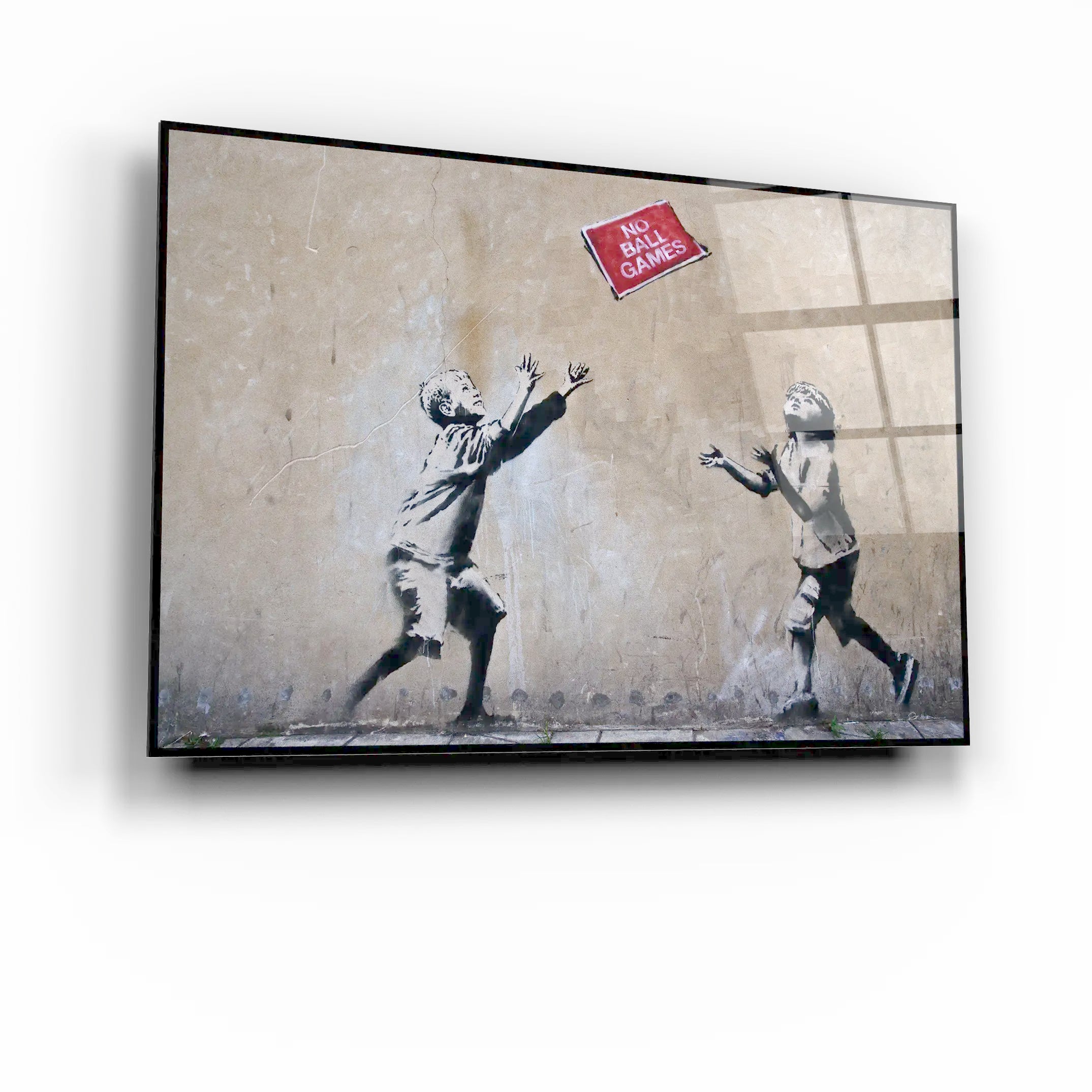 Banksy No Ball Games Glass Printing Wall Art