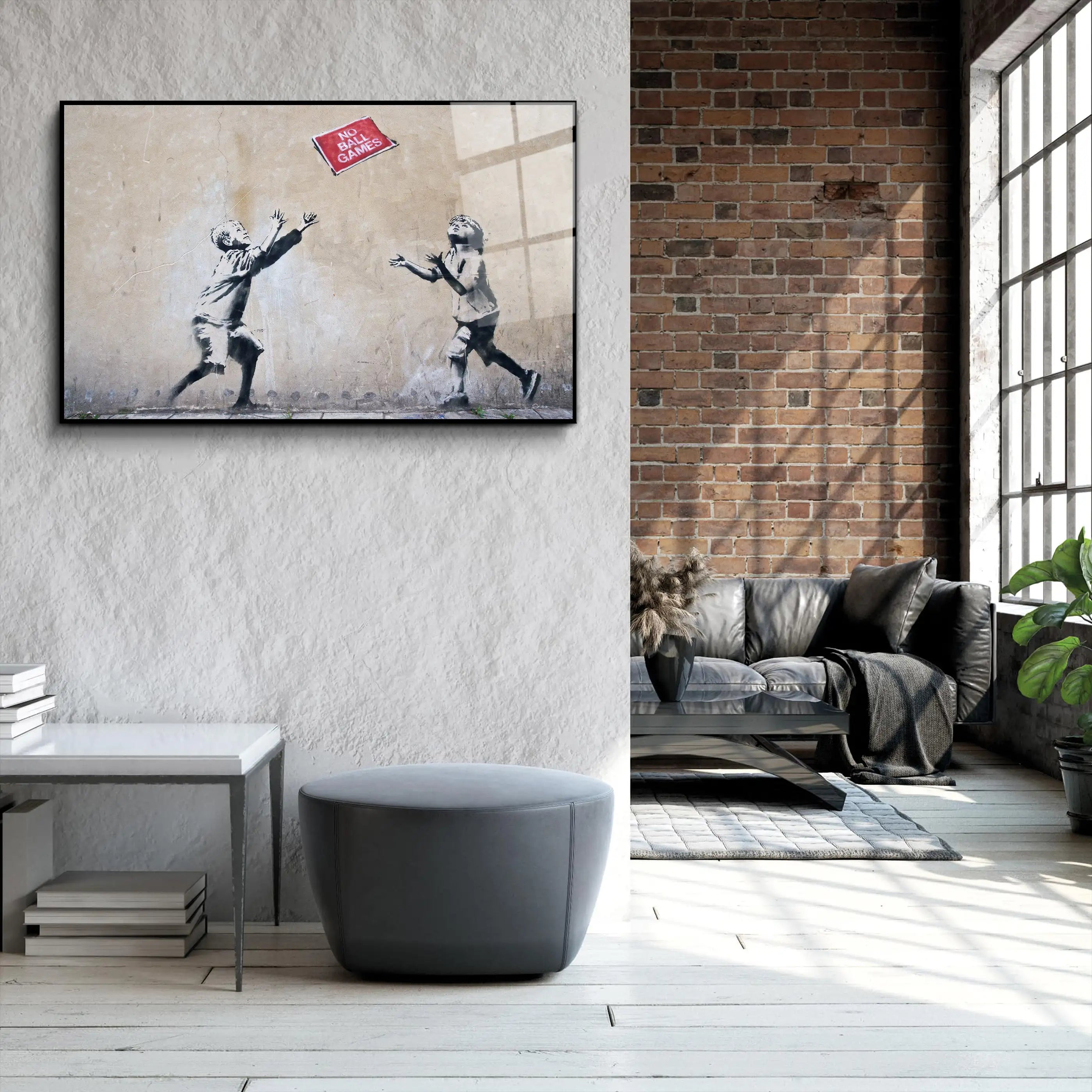 Banksy No Ball Games Glass Printing Wall Art
