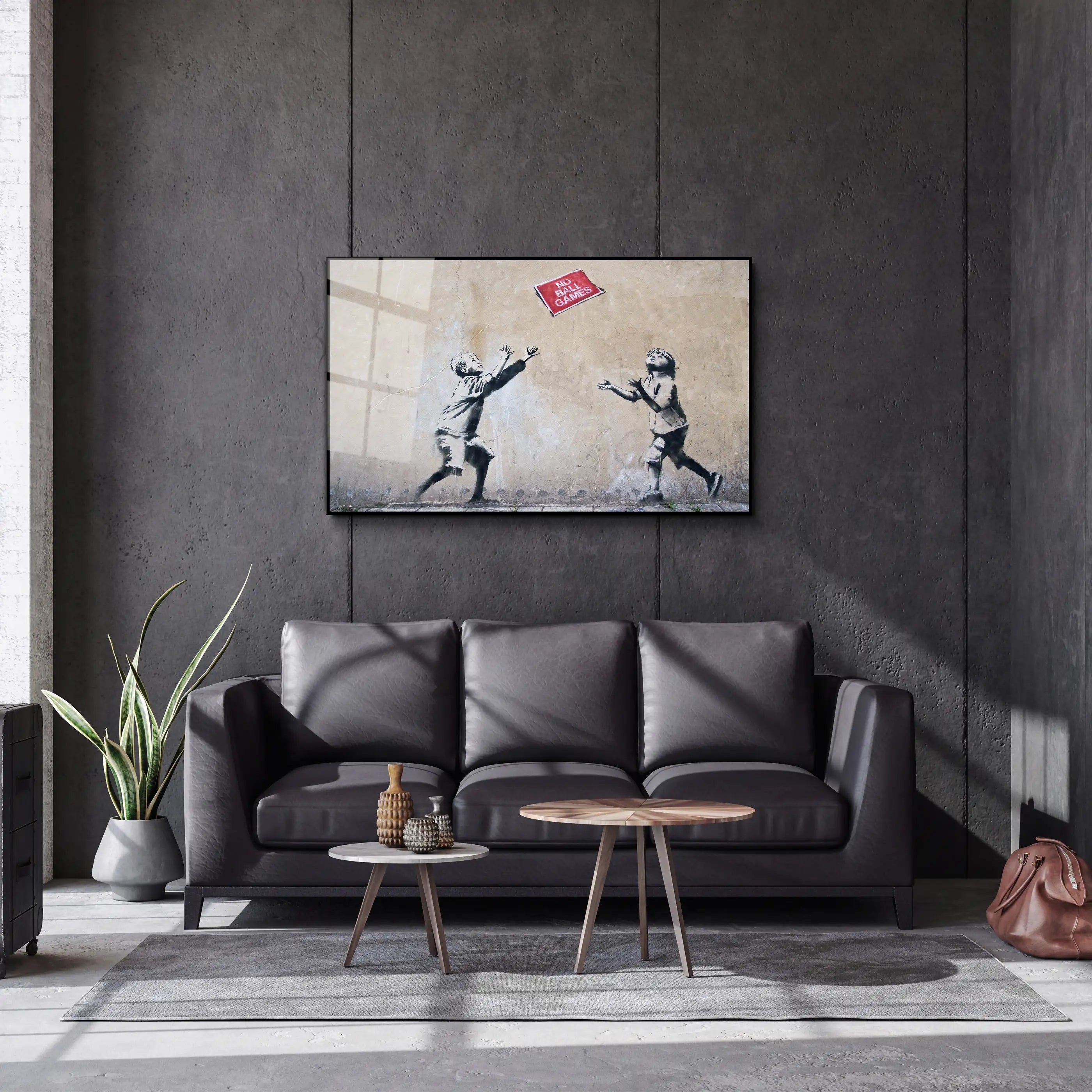 Banksy No Ball Games Glass Printing Wall Art