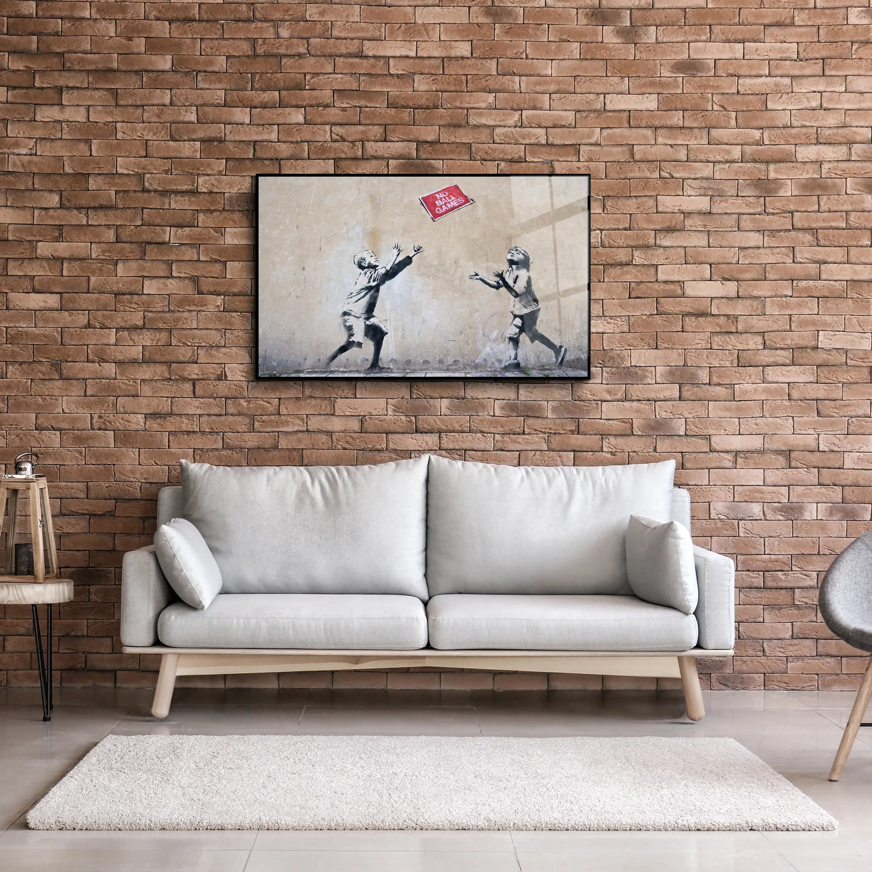 Banksy No Ball Games Glass Printing Wall Art