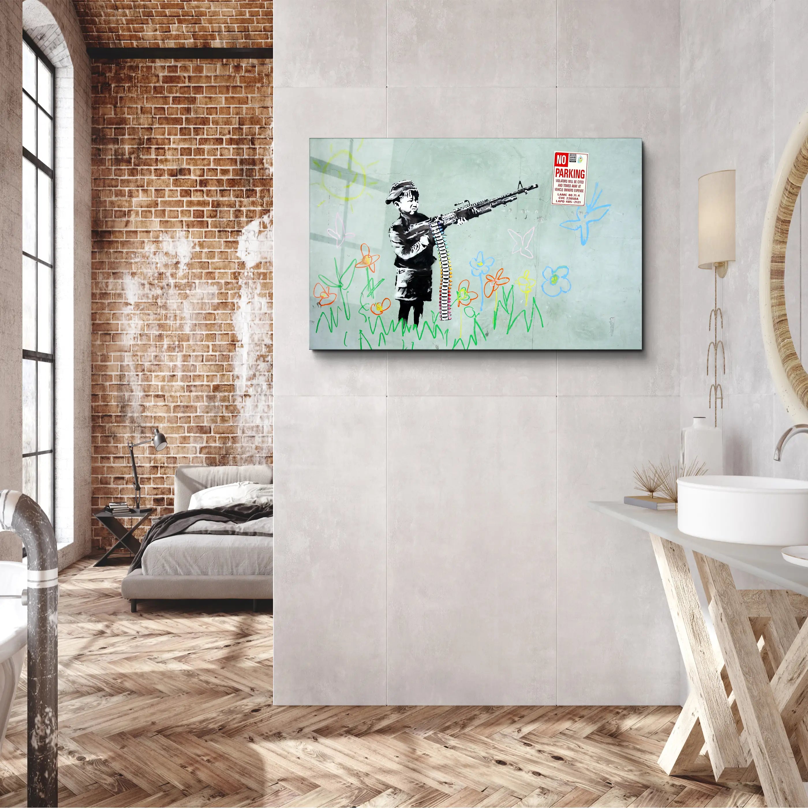 Banksy No Parking Glass Printing Wall Art