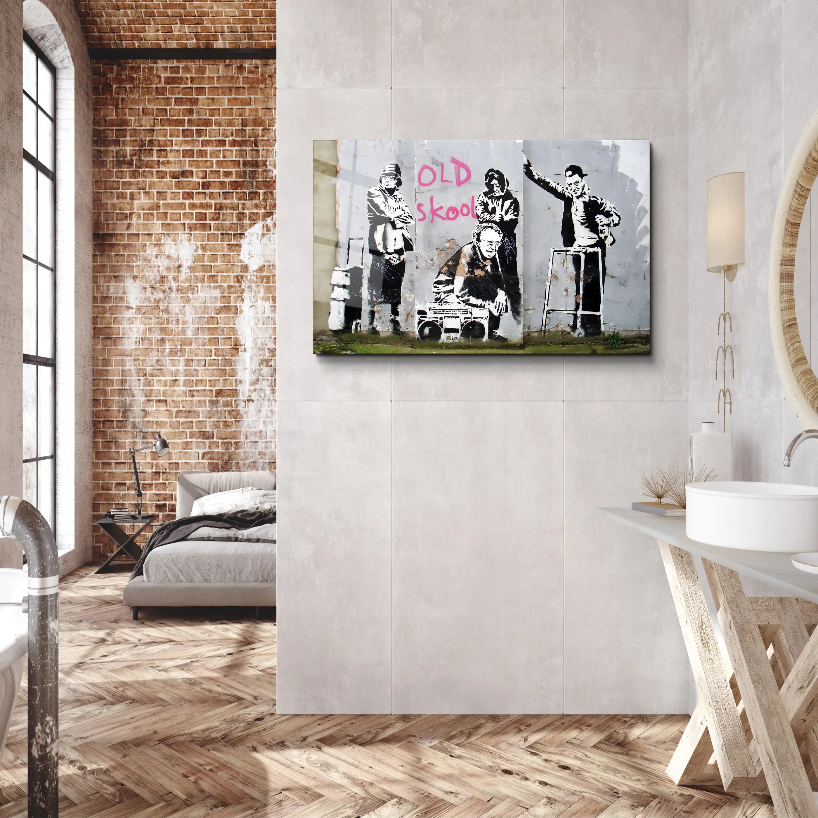 Banksy Old skool Glass Printing Wall Art