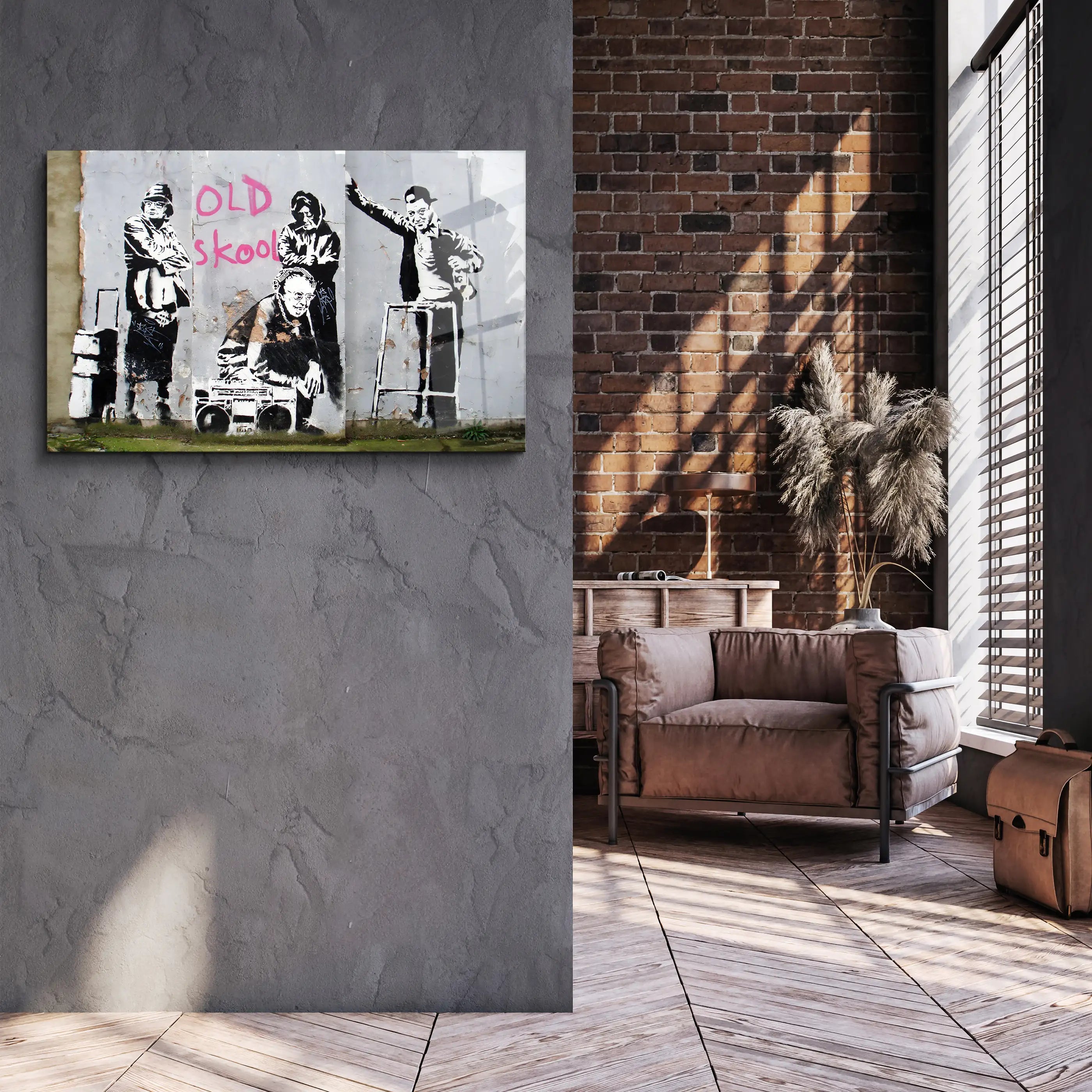 Banksy Old skool Glass Printing Wall Art