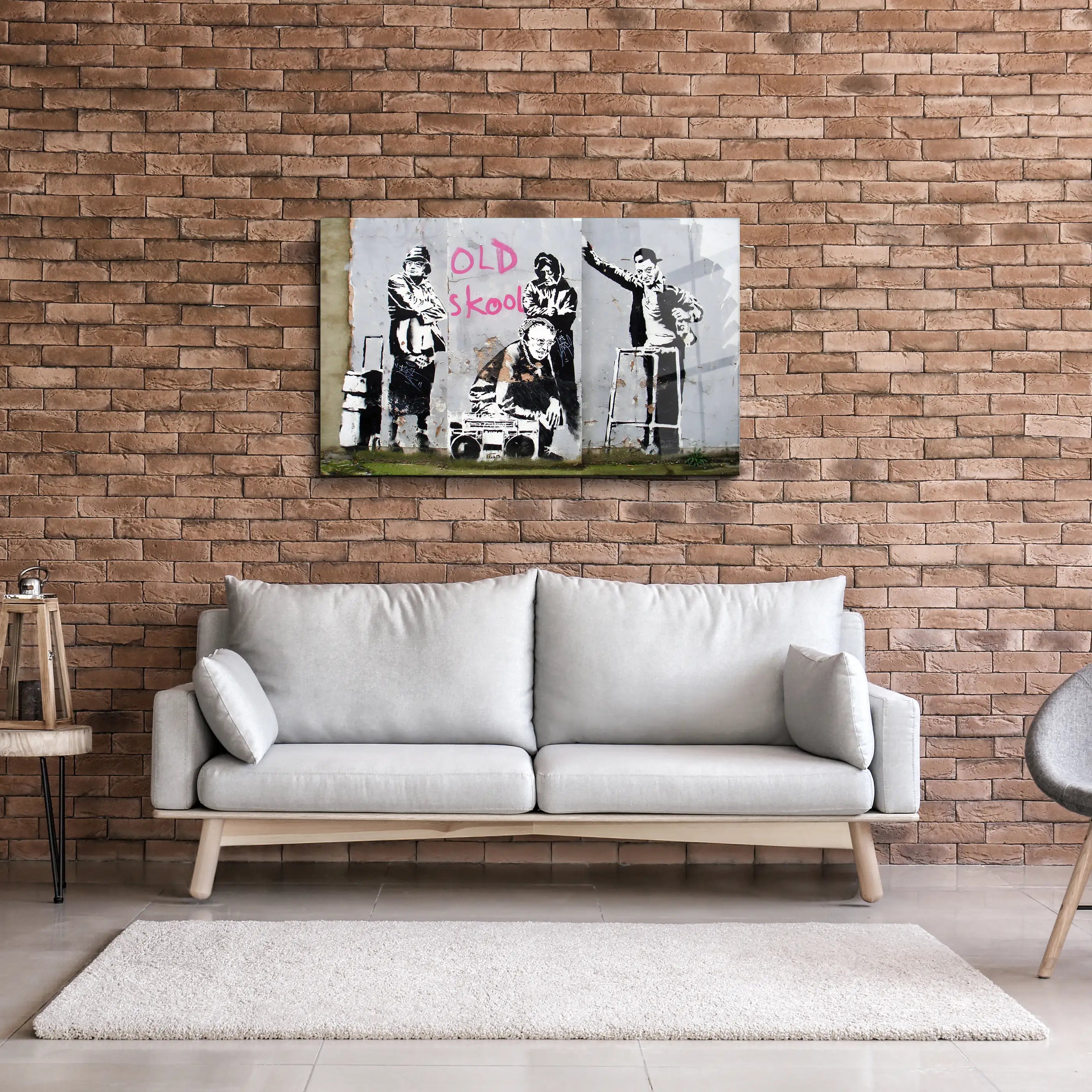 Banksy Old skool Glass Printing Wall Art