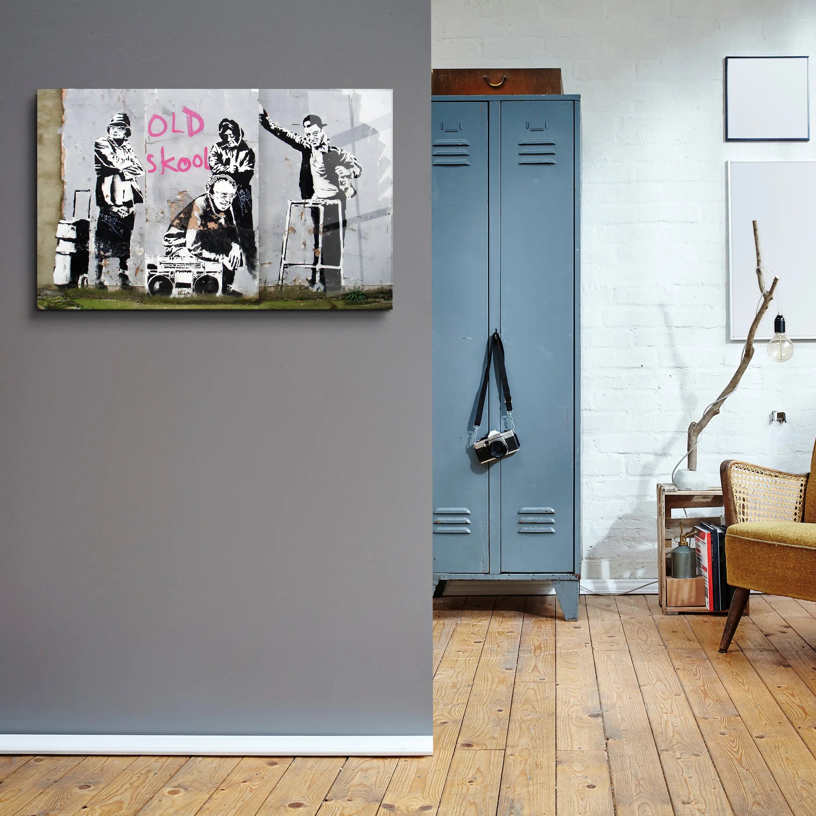 Banksy Old skool Glass Printing Wall Art
