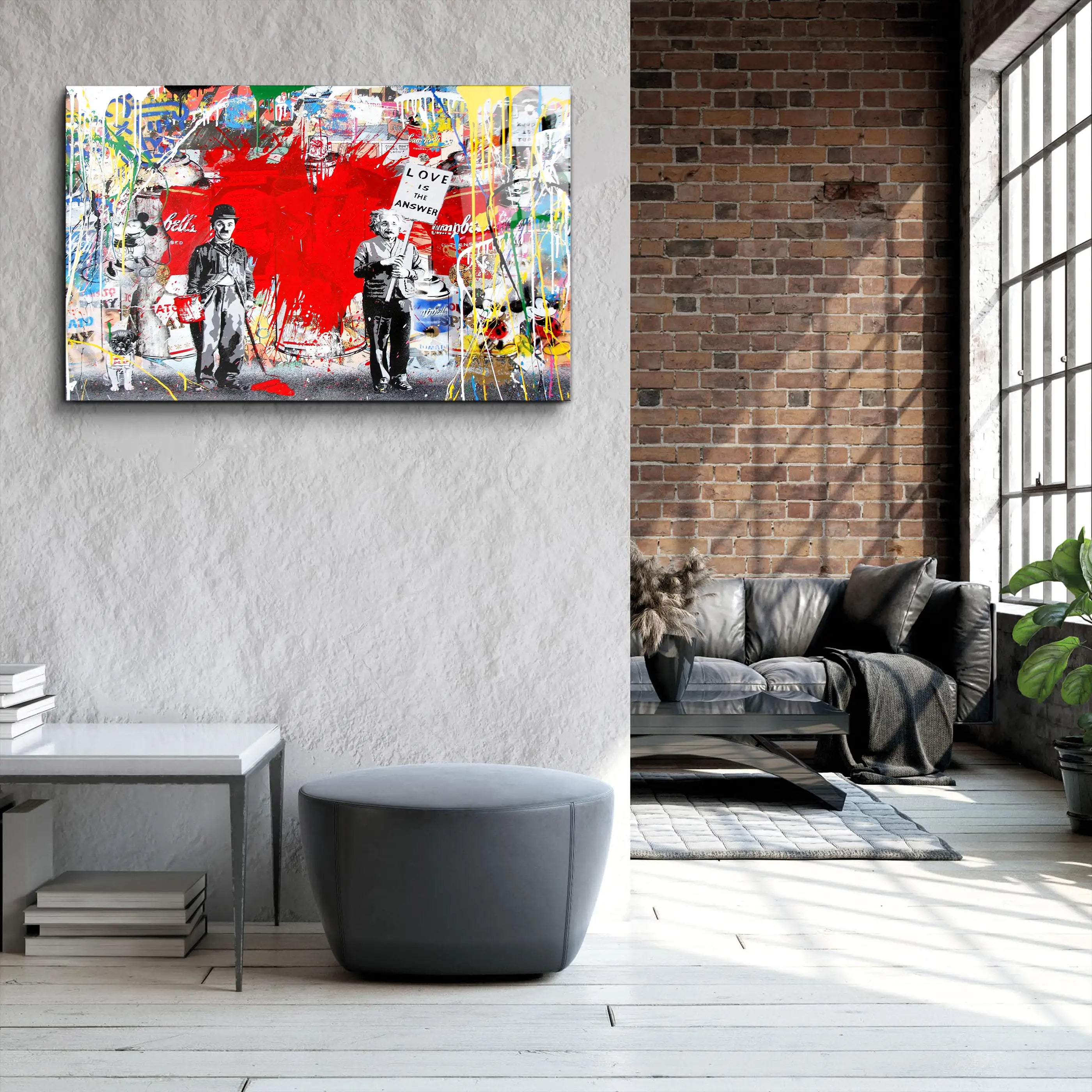 Banksy Red Love Glass Wall Art