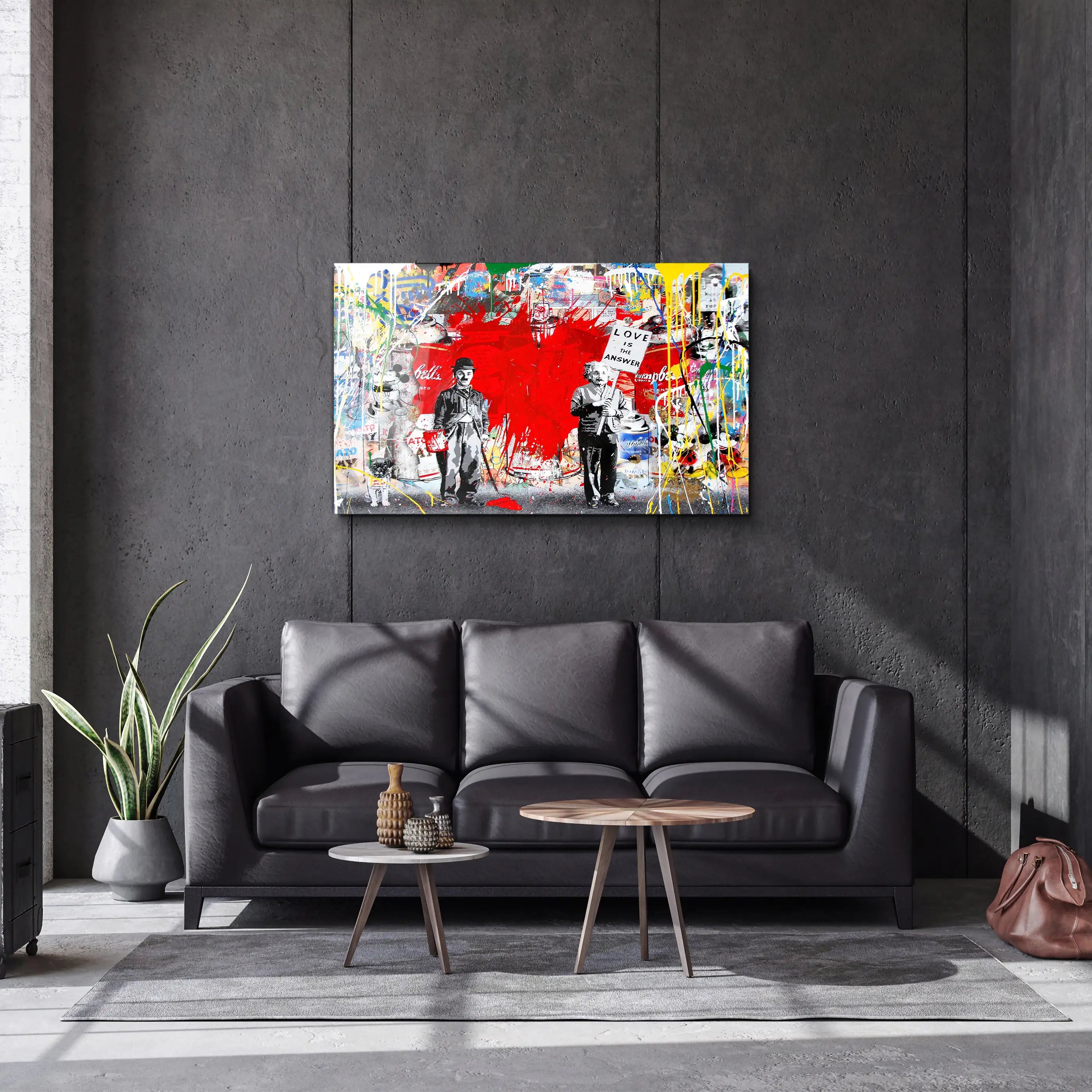 Banksy Red Love Glass Wall Art