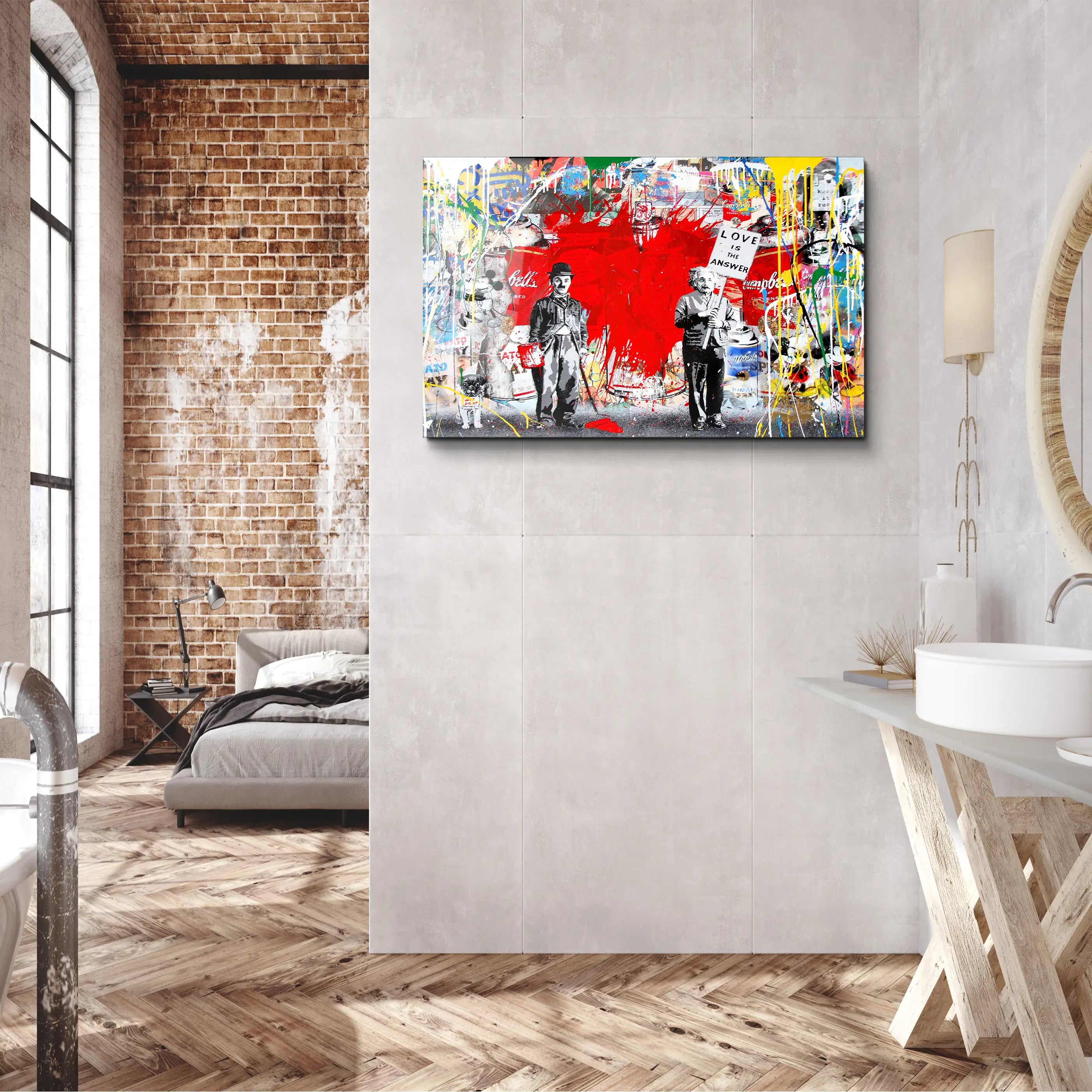 Banksy Red Love Glass Wall Art