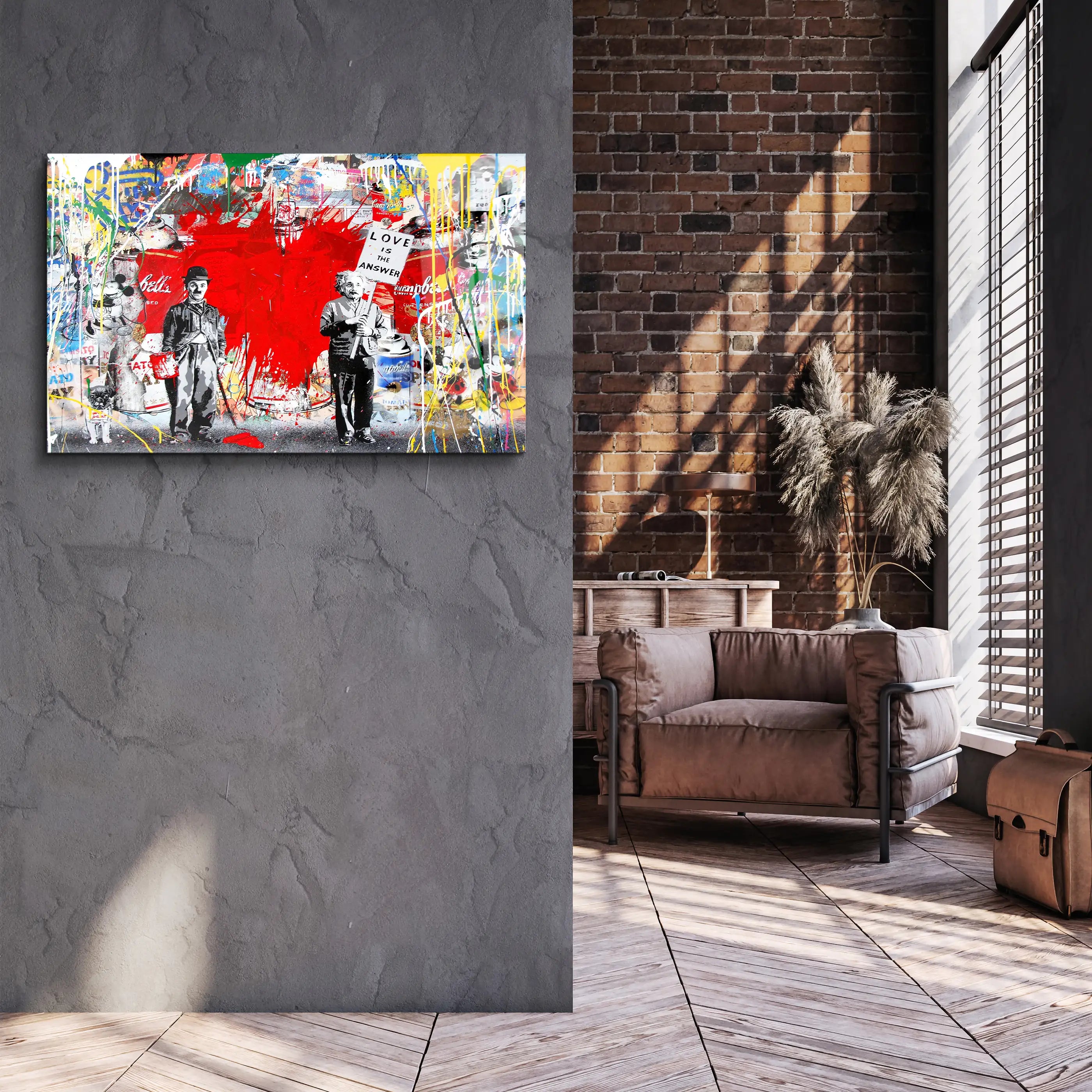 Banksy Red Love Glass Wall Art