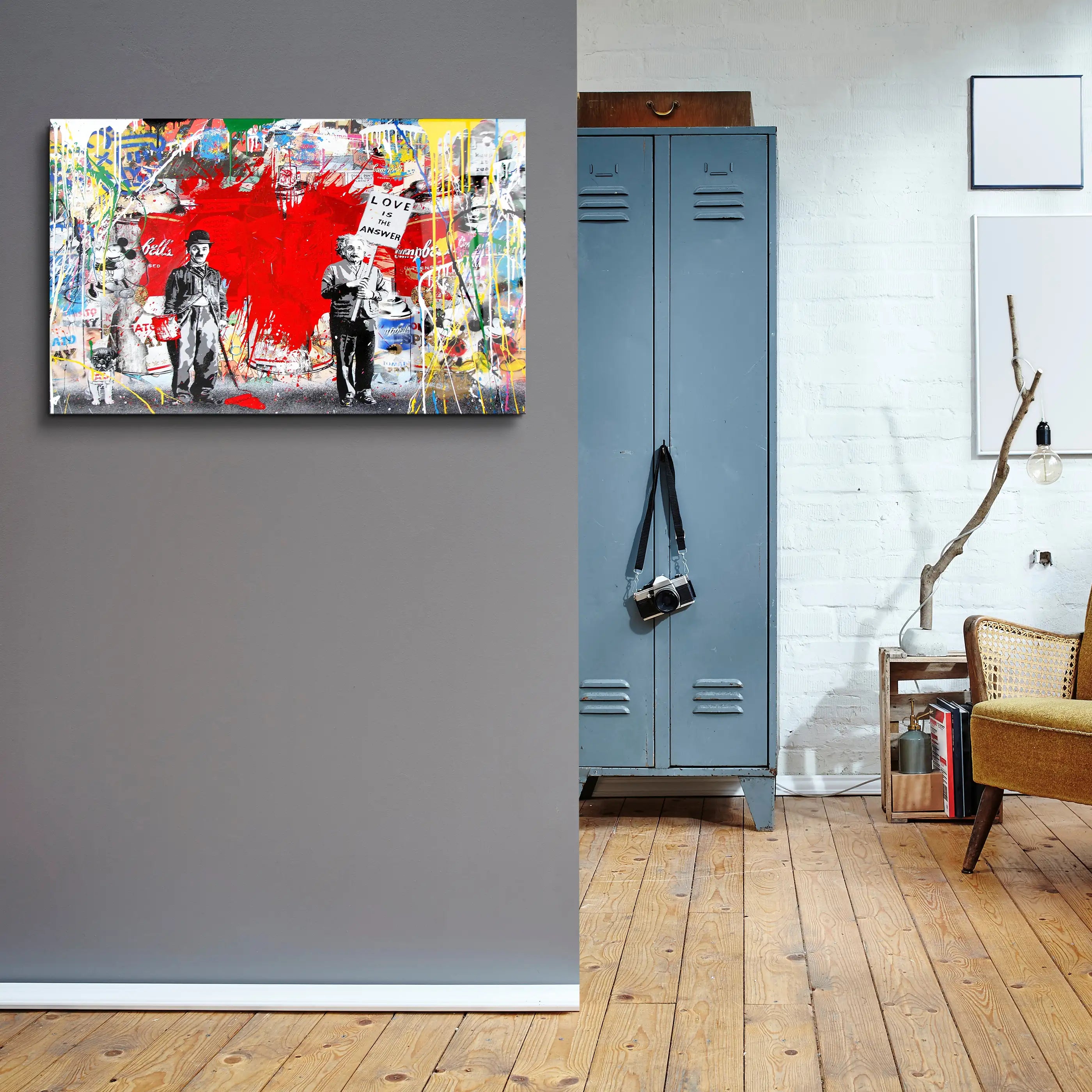 Banksy Red Love Glass Wall Art