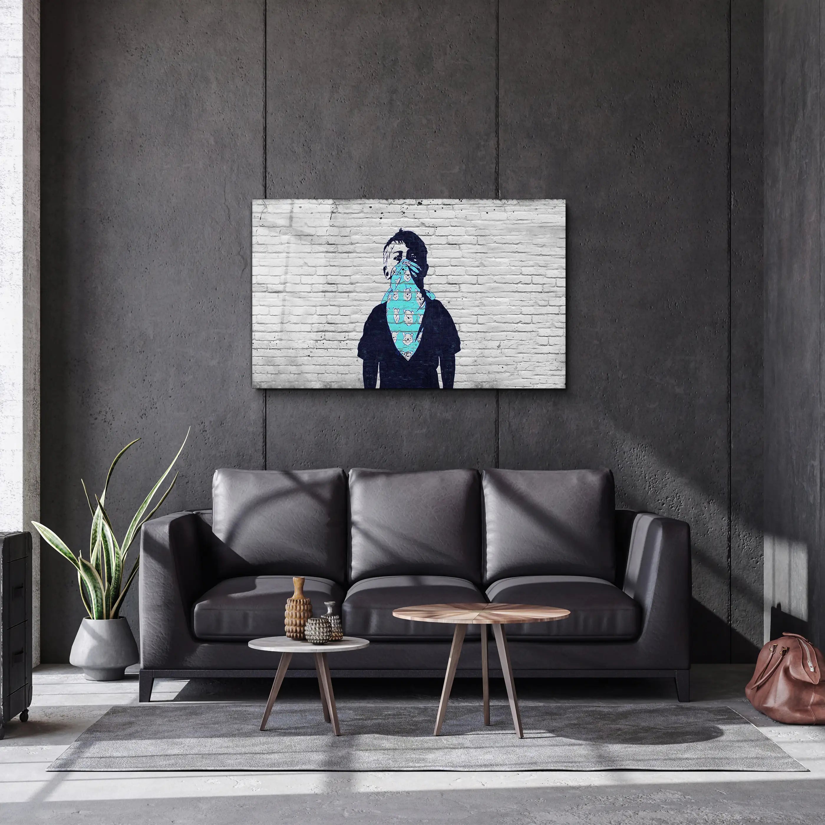 Banksy Winnie Pooh Glass Wall Art