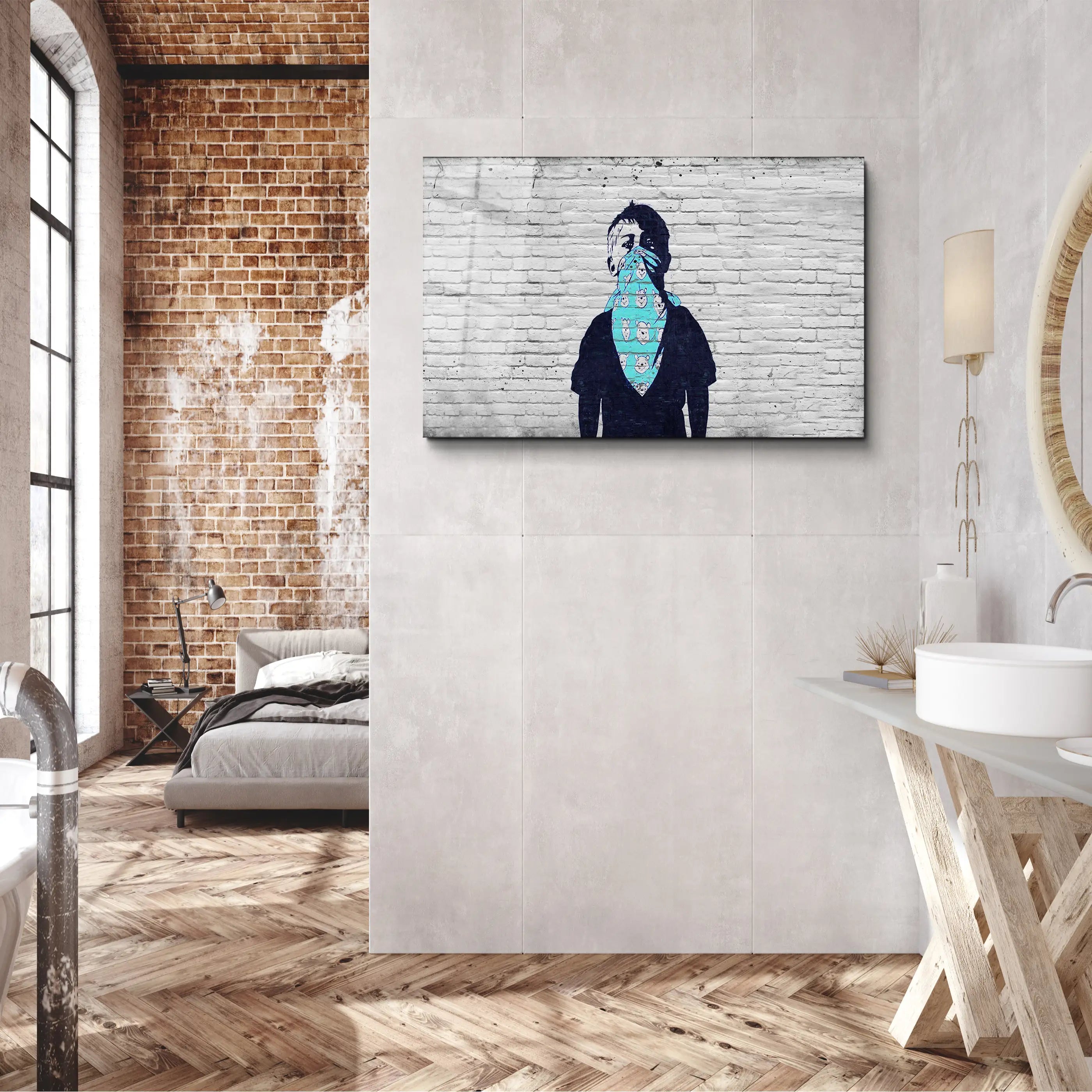 Banksy Winnie Pooh Glass Wall Art