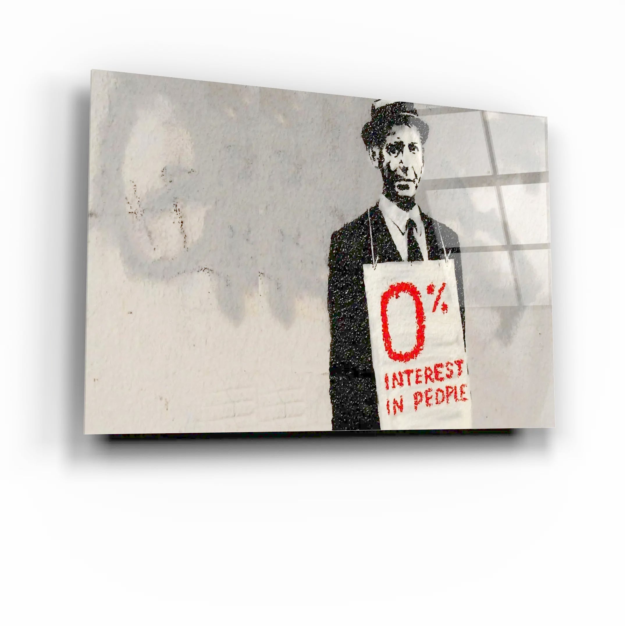 Banksy Zero Percent Interest Glass Wall Art