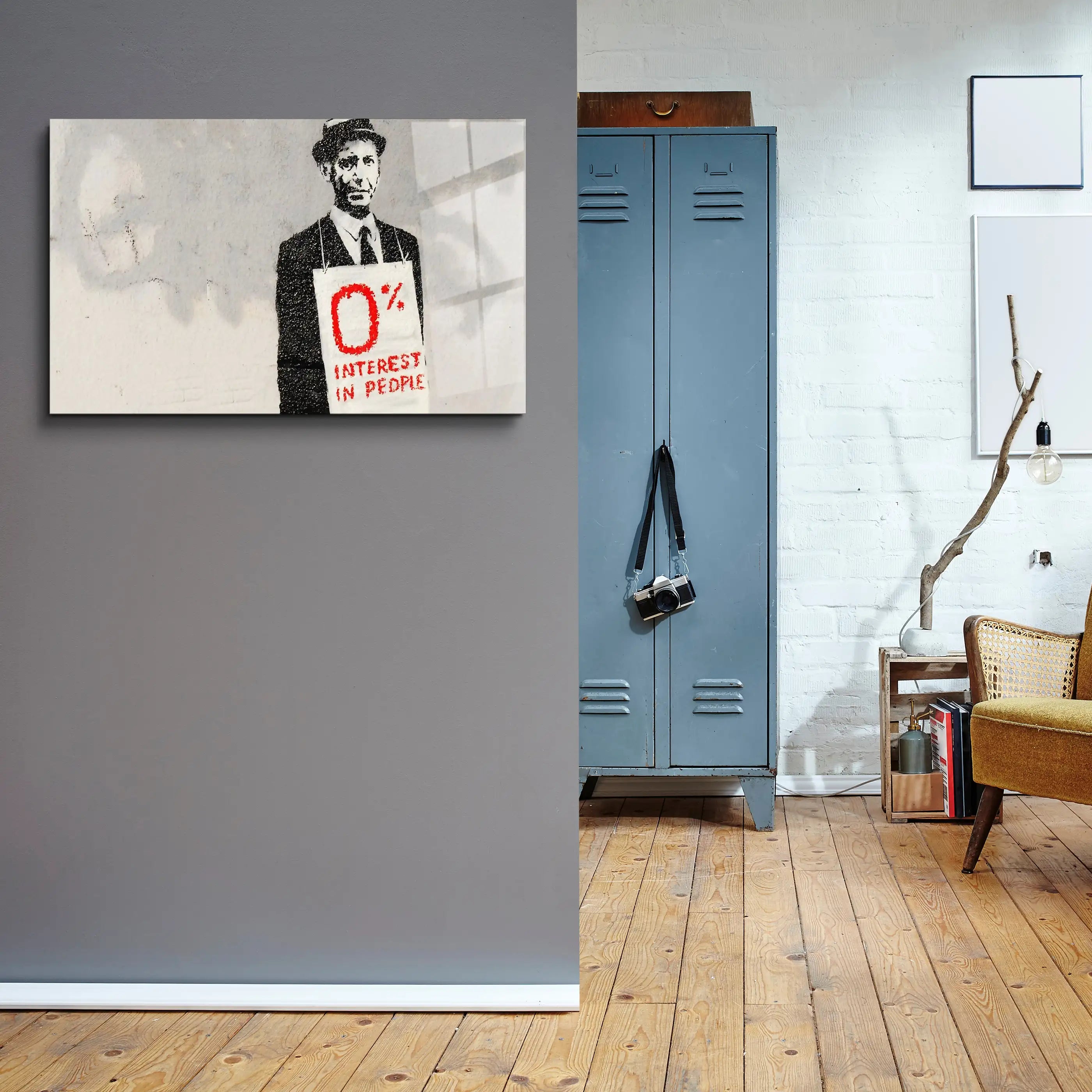 Banksy Zero Percent Interest Glass Wall Art