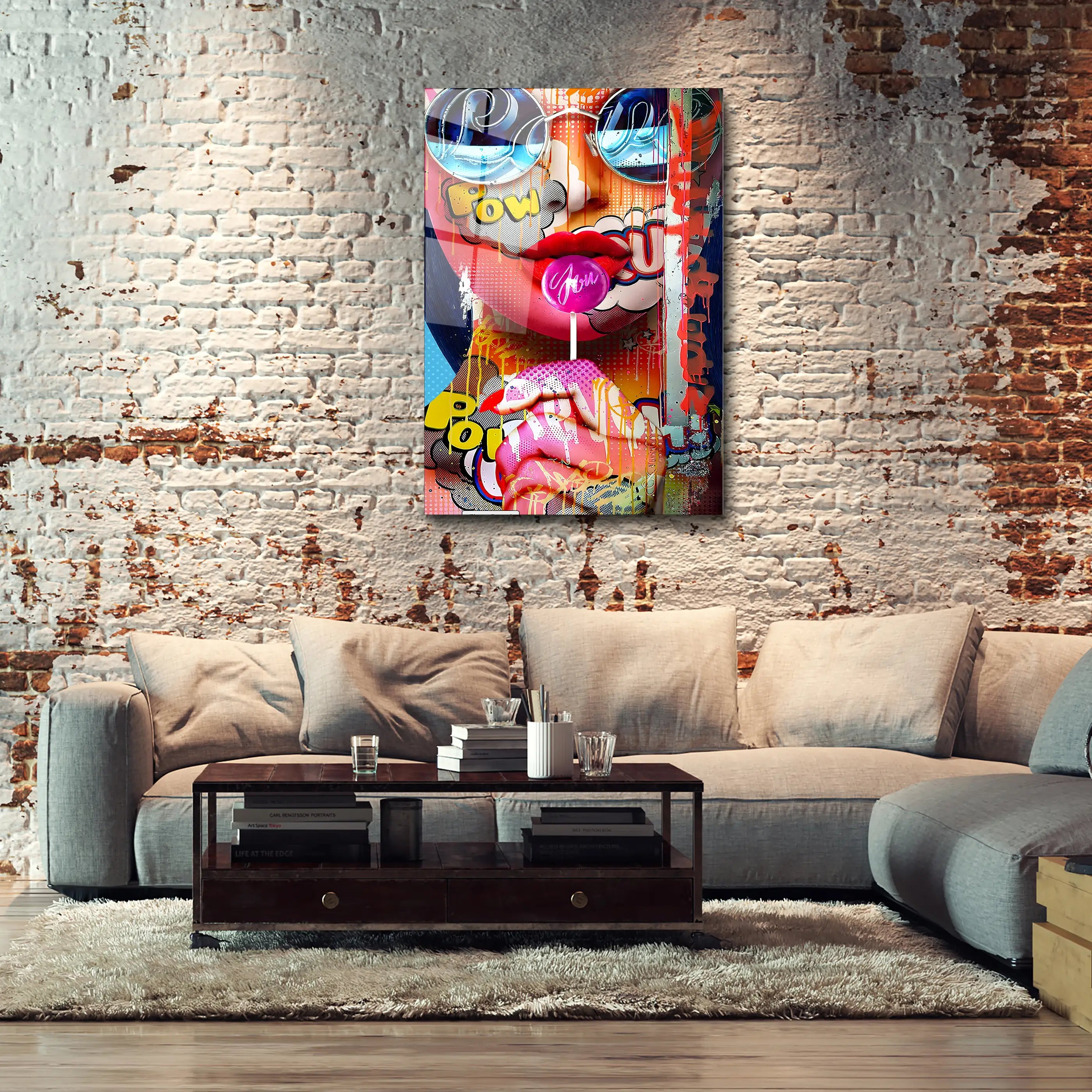 Girl with Lolipop Glass Wall Art