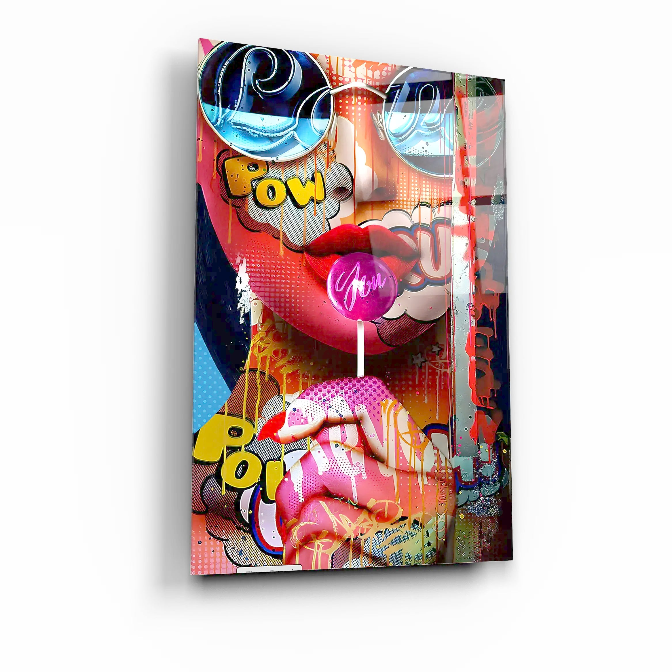 Girl with Lolipop Glass Wall Art