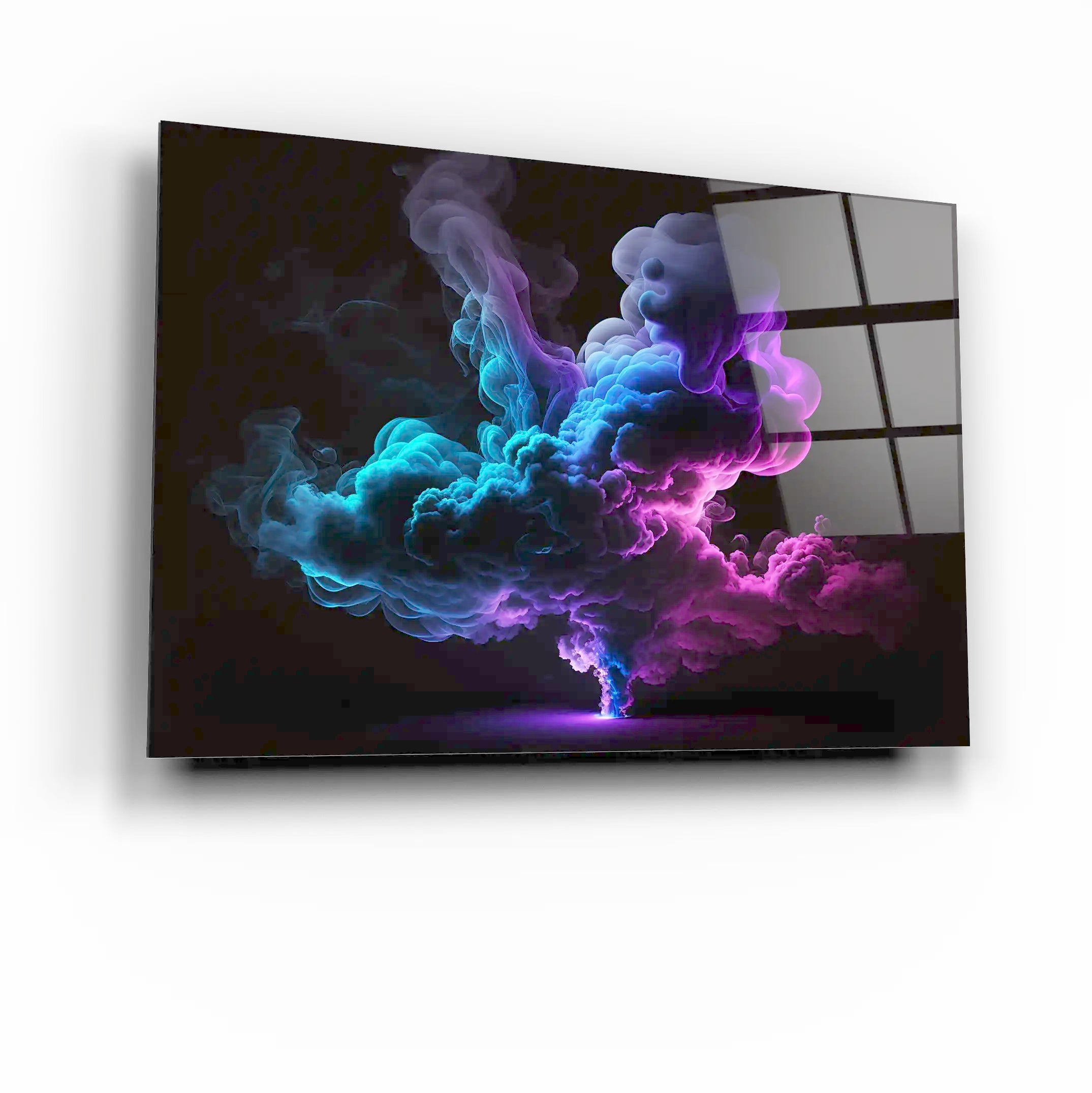 Smoke Cloud With Purple Green Glass Wall Art