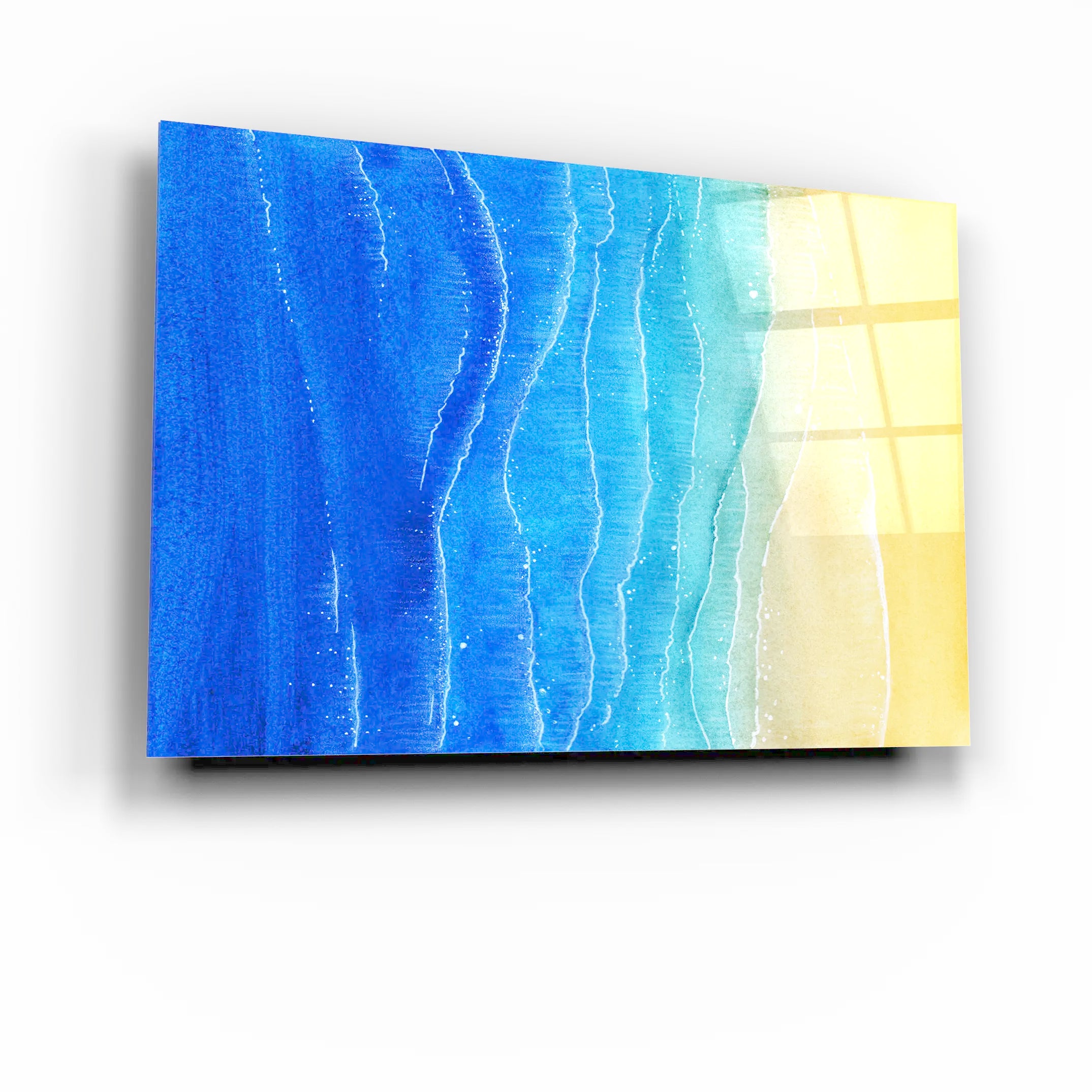 Watercolor blue sea | Glass Wall Art