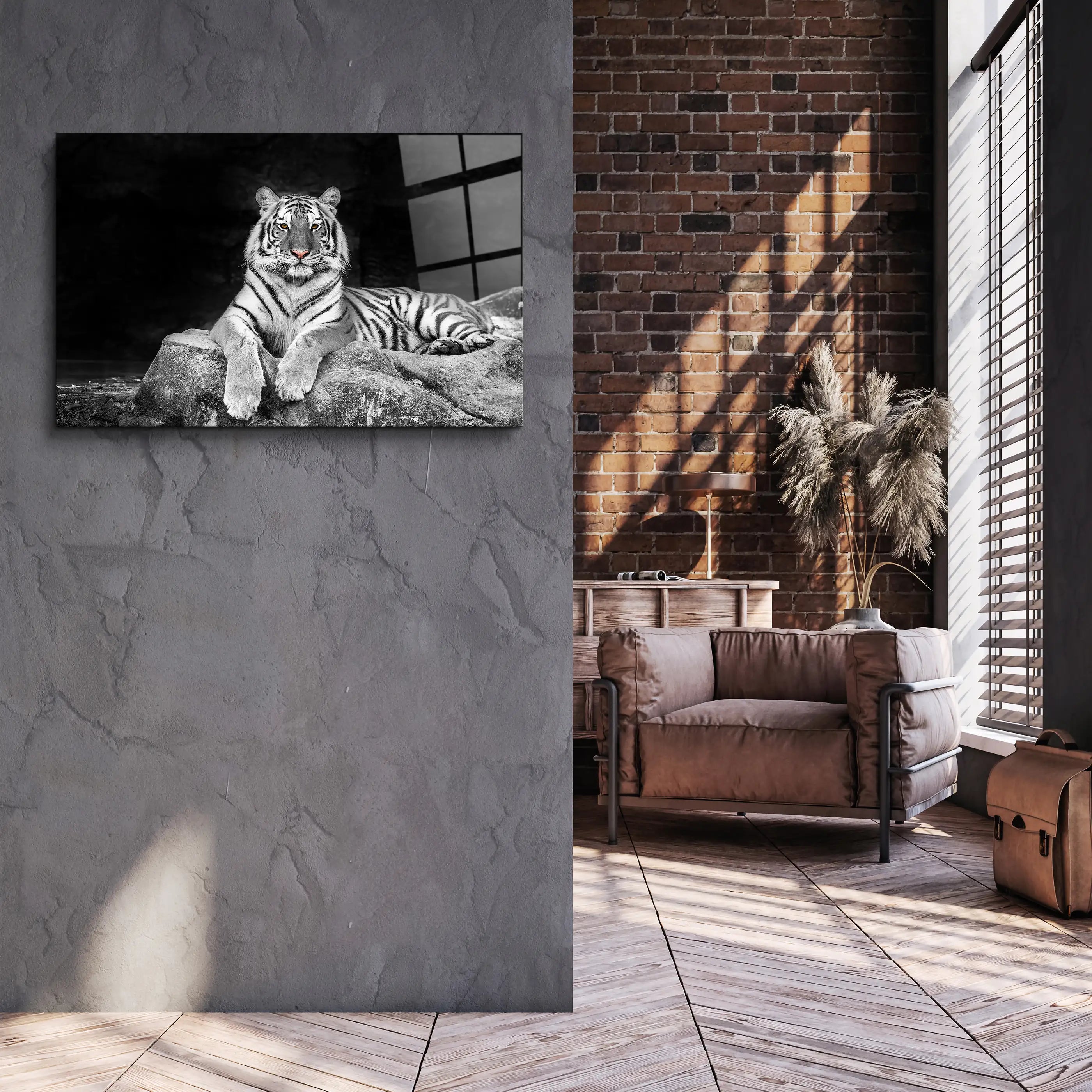 White tiger Glass Printing Wall Art