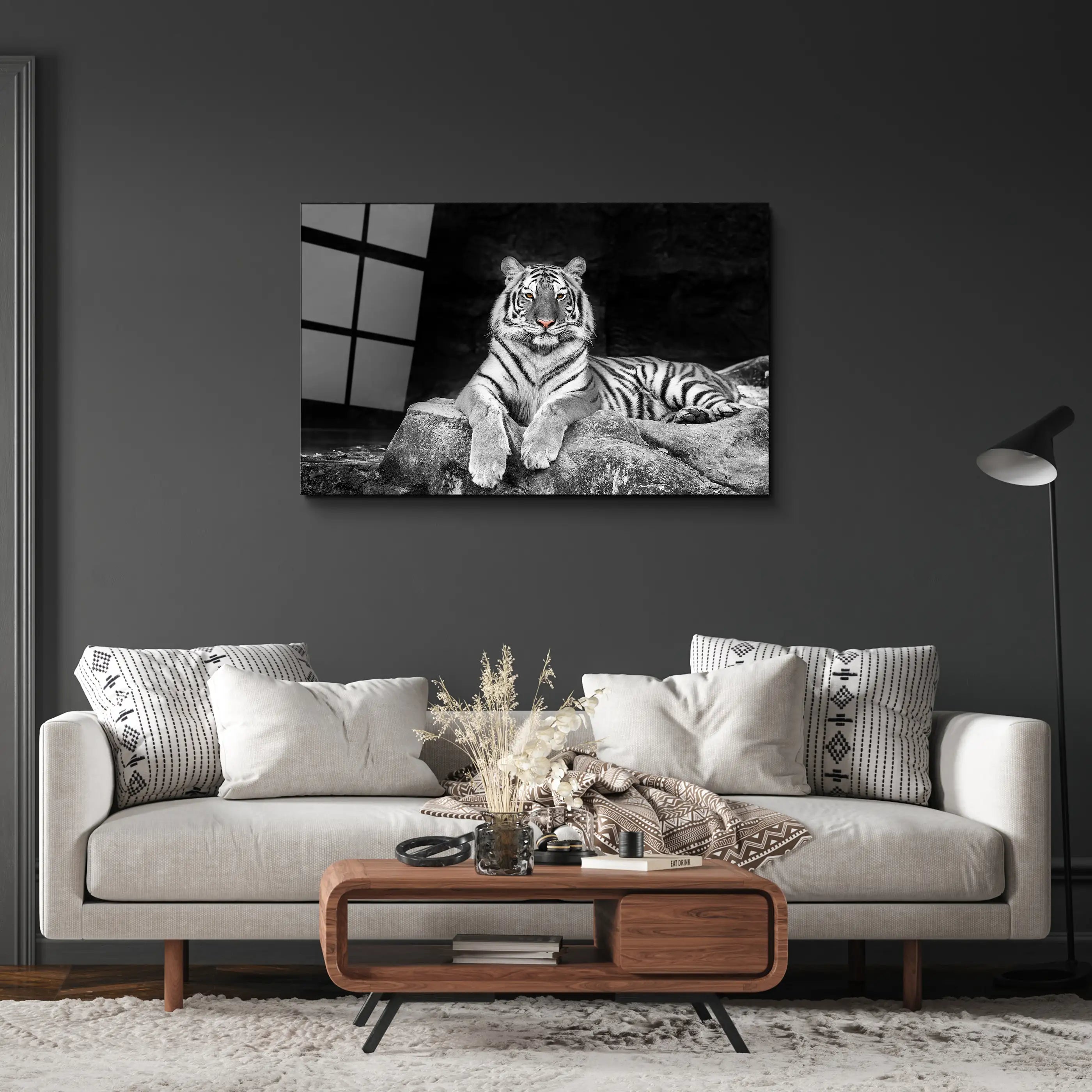 White tiger Glass Printing Wall Art