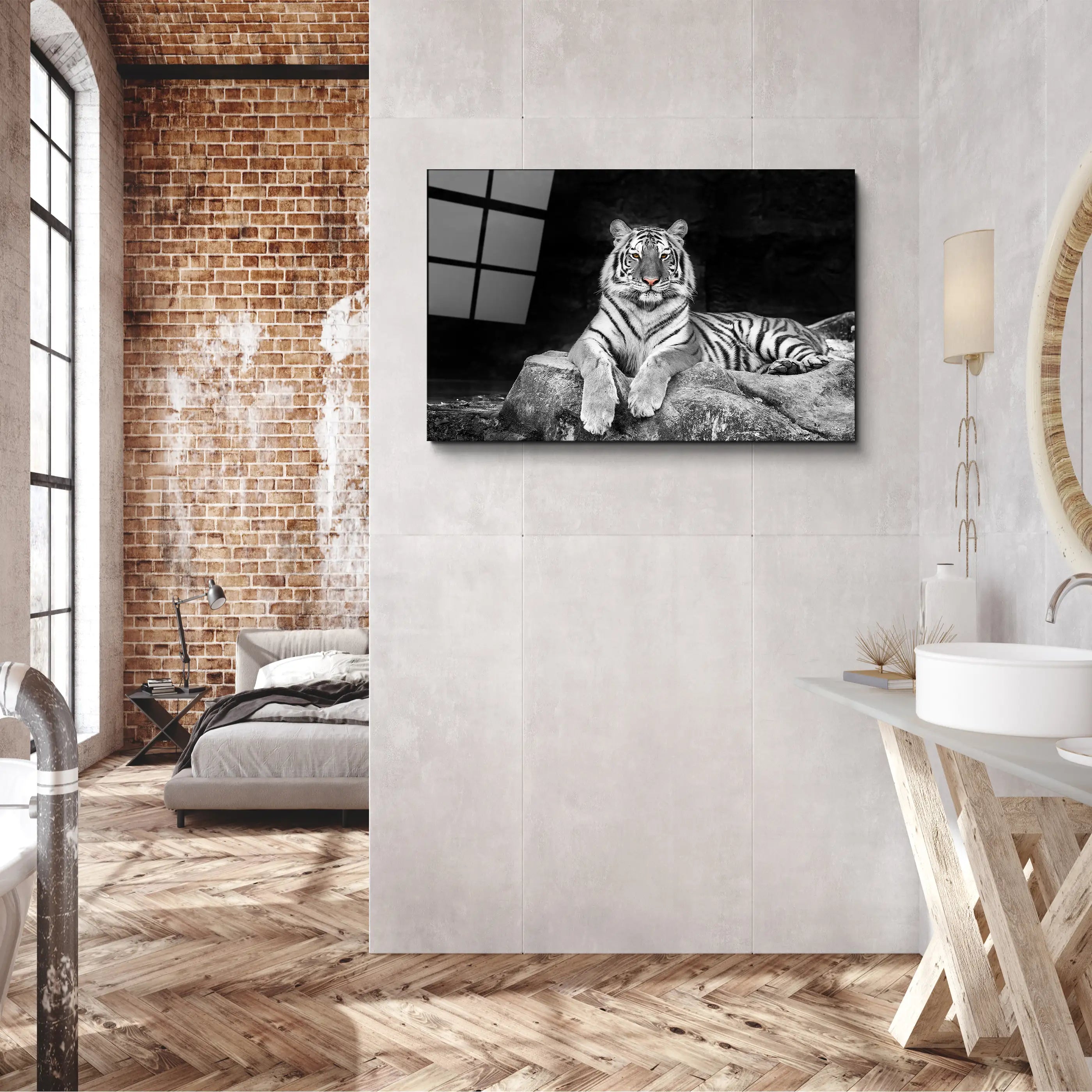 White tiger Glass Printing Wall Art