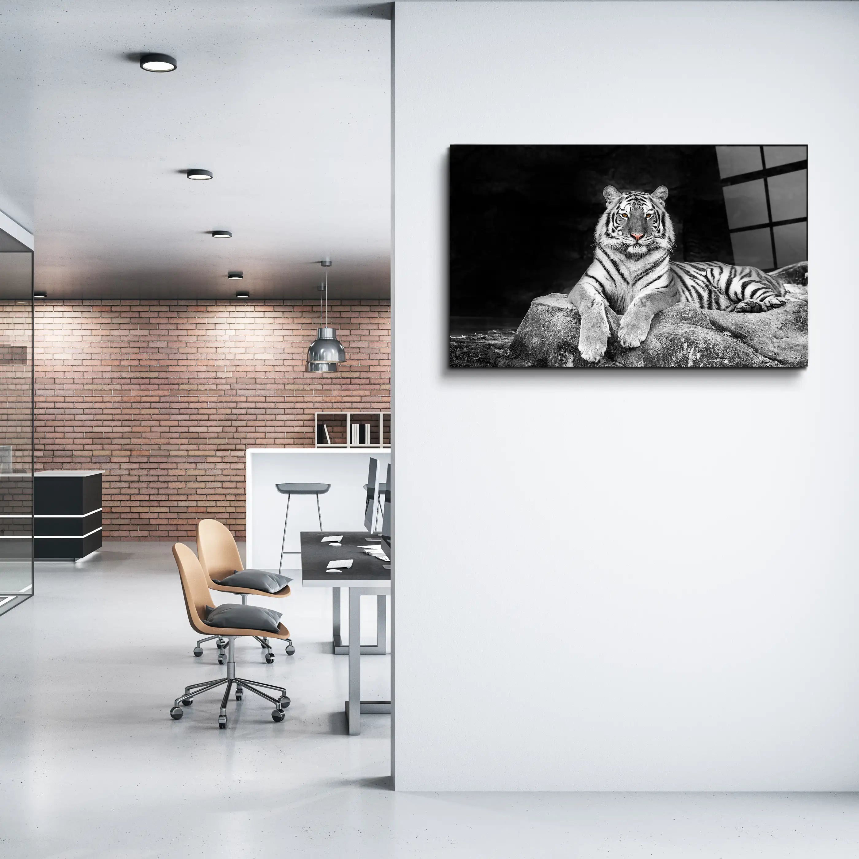 White tiger Glass Printing Wall Art