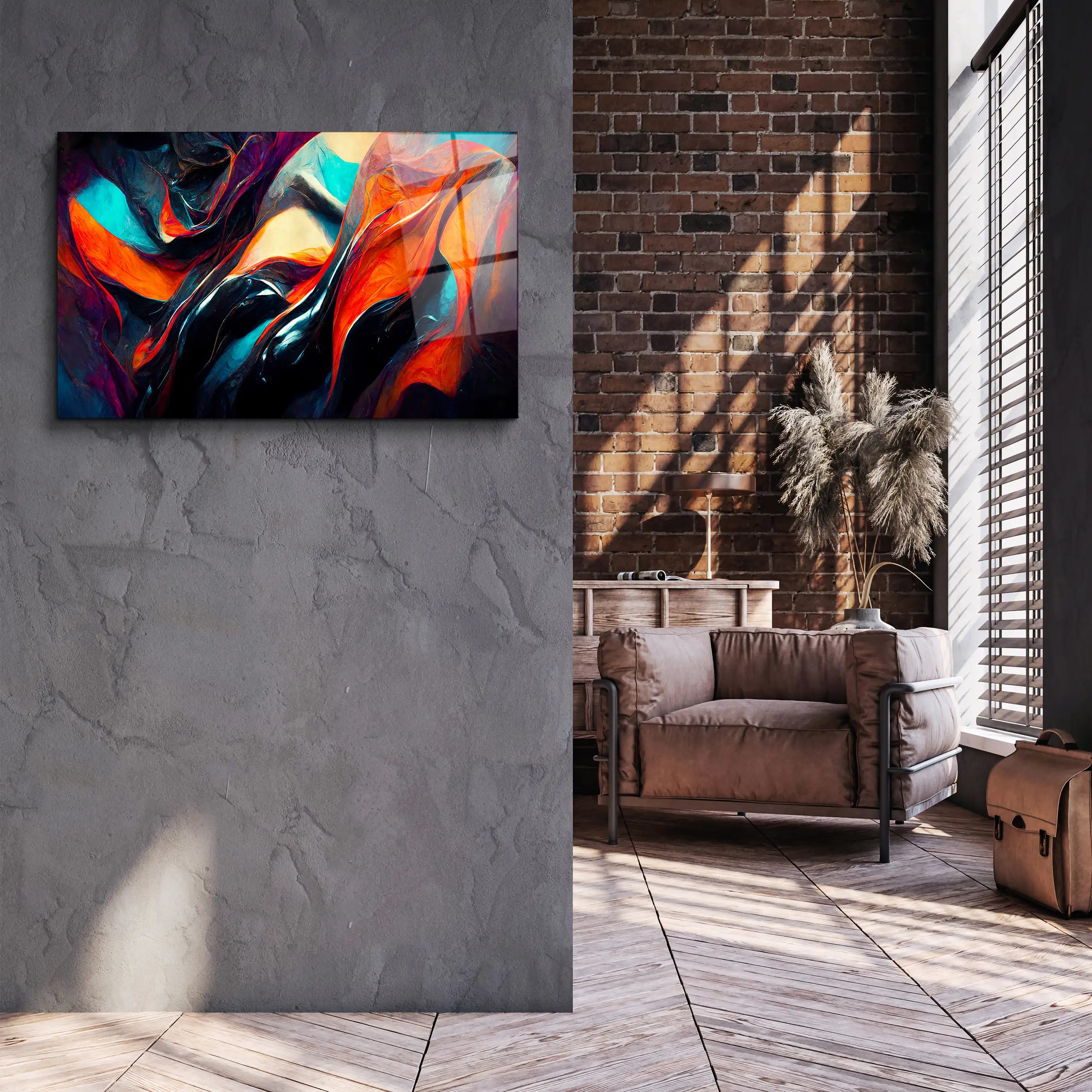 Abstract Painting Color Modern Futuristic Glass Wall Art