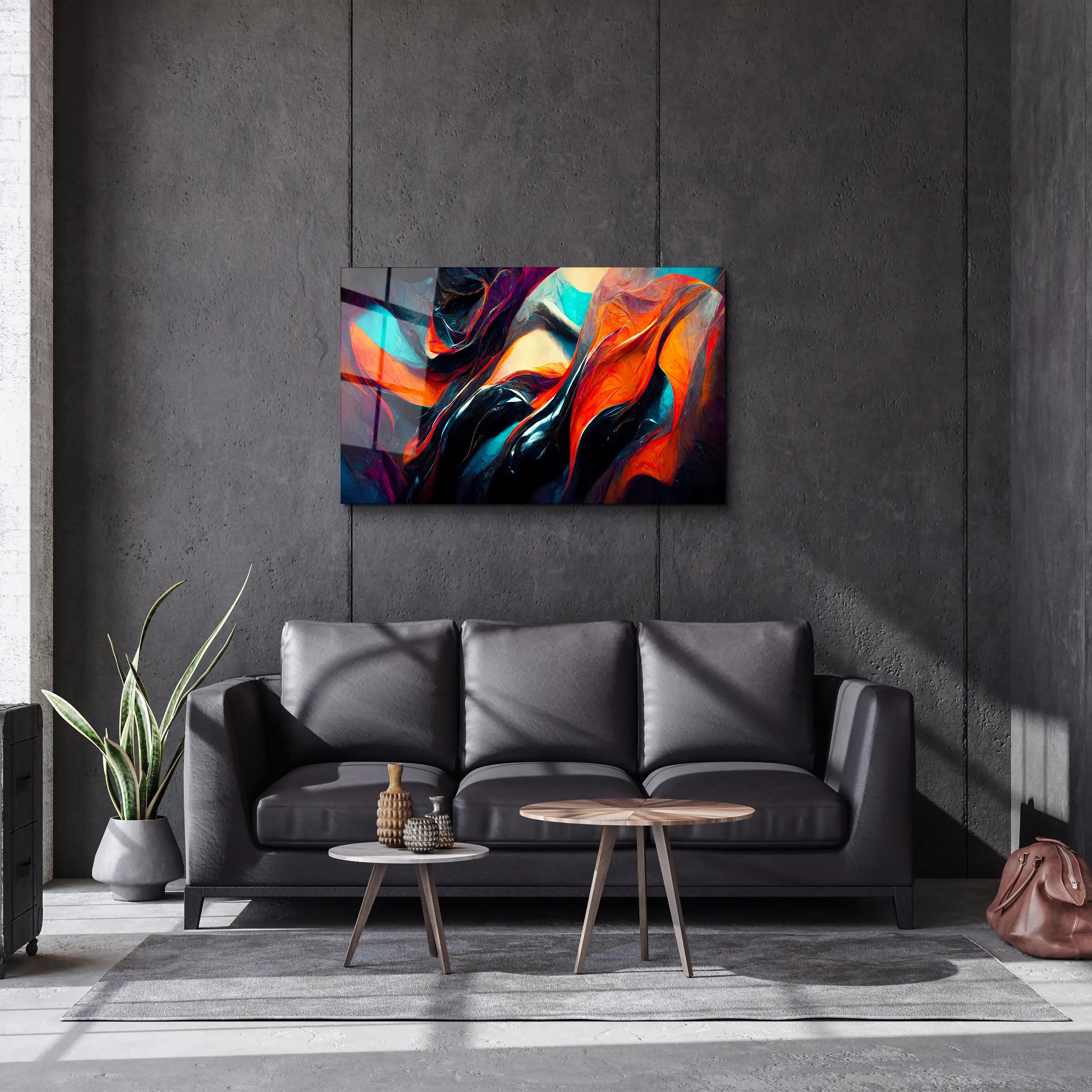 Abstract Painting Color Modern Futuristic Glass Wall Art