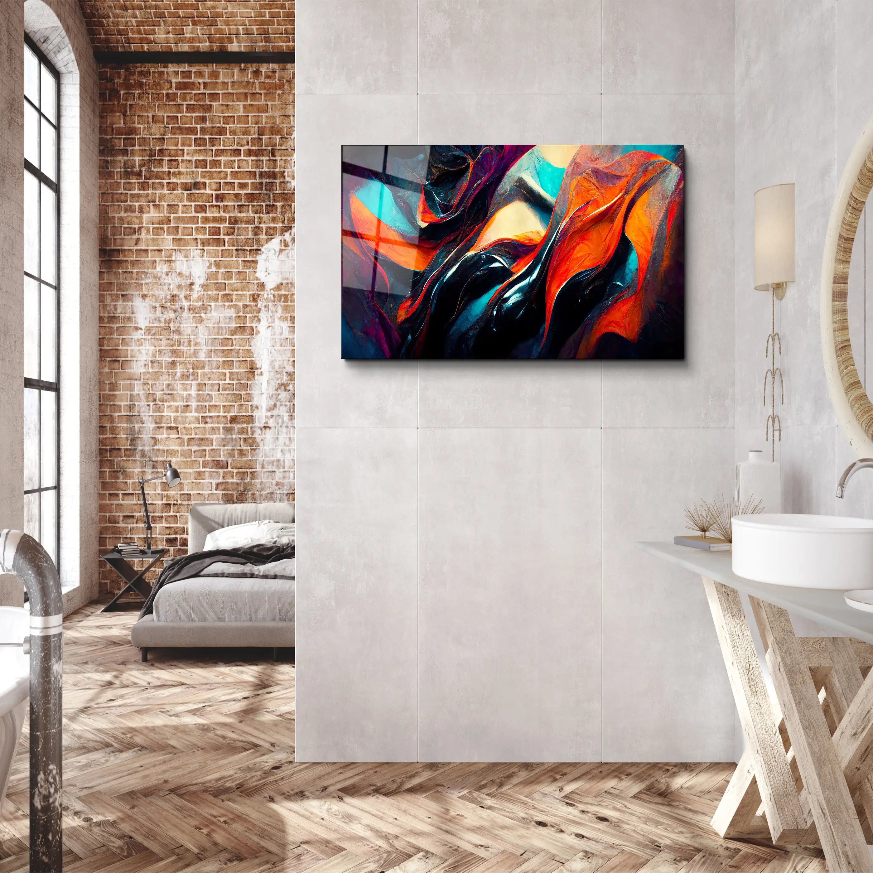 Abstract Painting Color Modern Futuristic Glass Wall Art