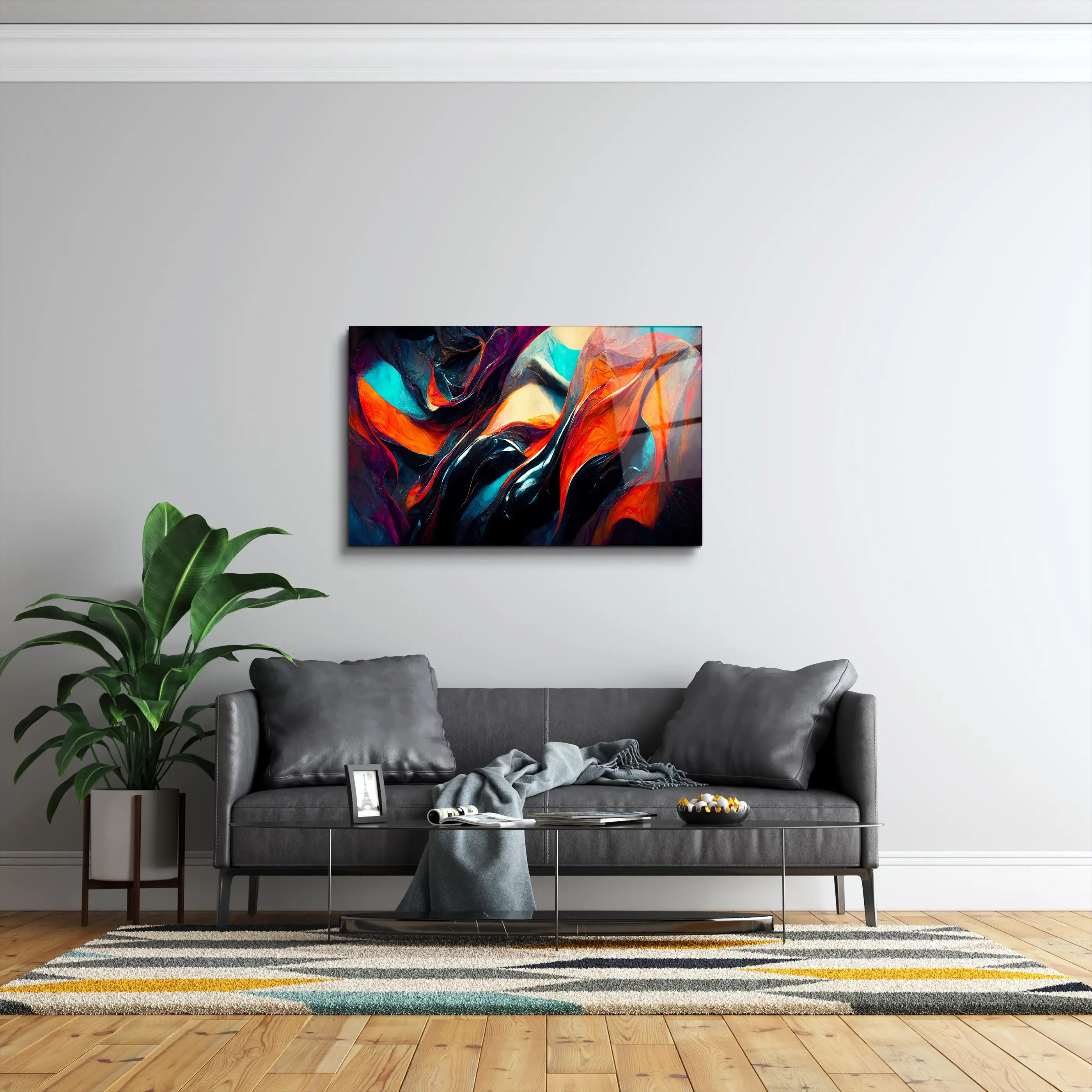 Abstract Painting Color Modern Futuristic Glass Wall Art